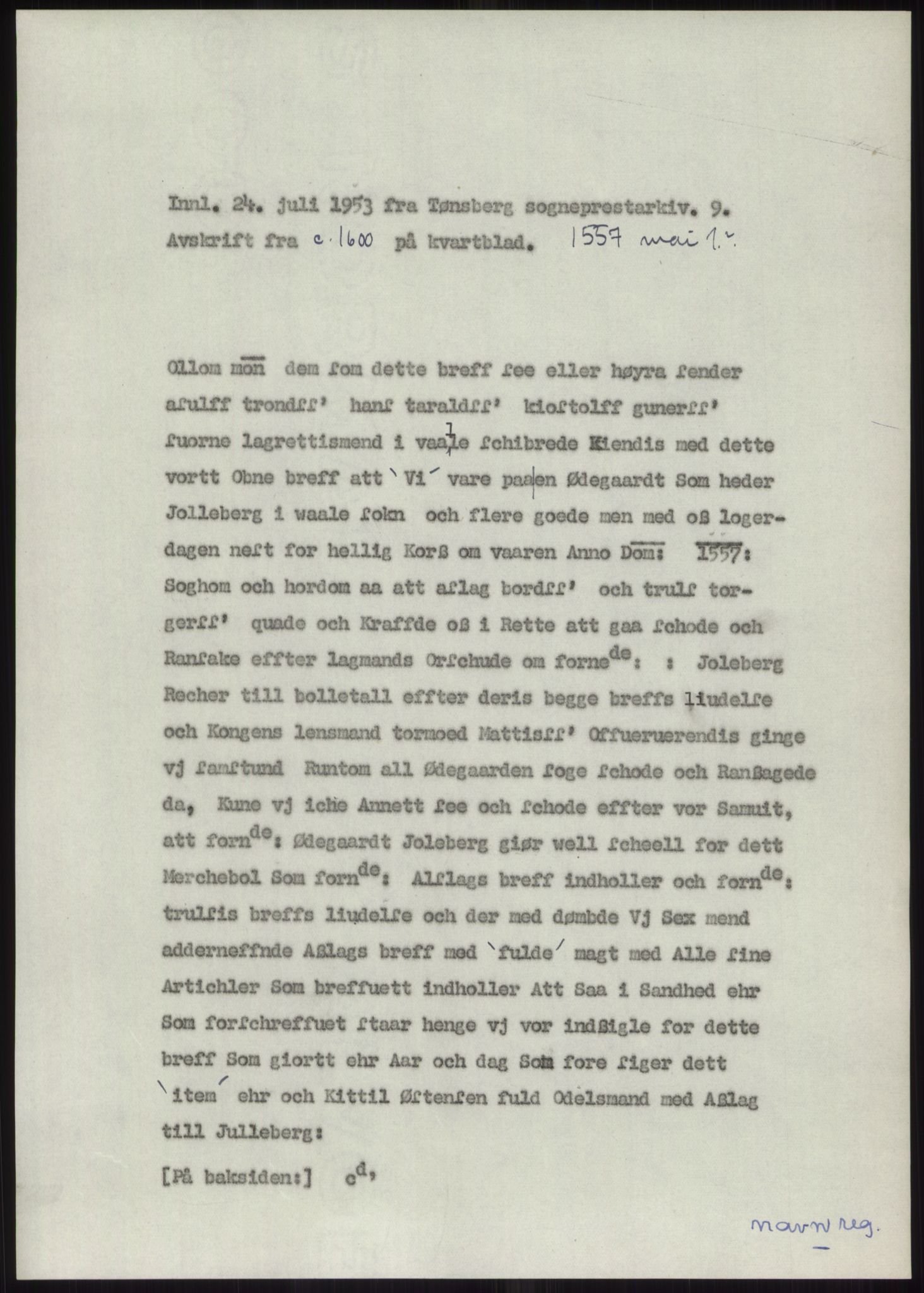 Samlinger til kildeutgivelse, Diplomavskriftsamlingen, AV/RA-EA-4053/H/Ha, p. 1014