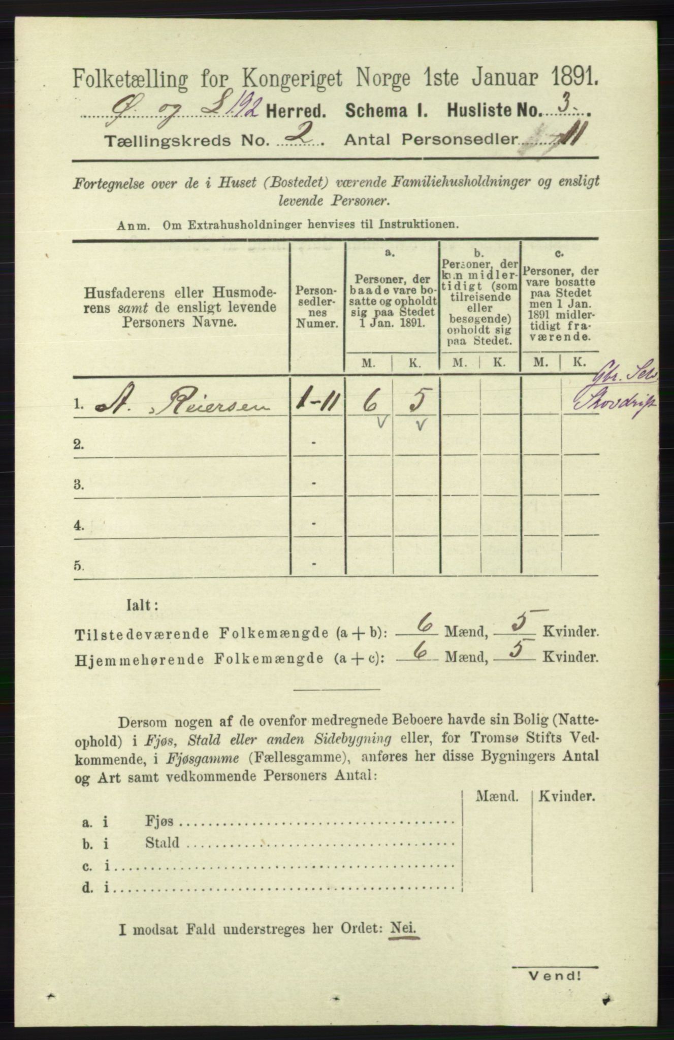 RA, 1891 census for 1021 Øyslebø og Laudal, 1891, p. 433