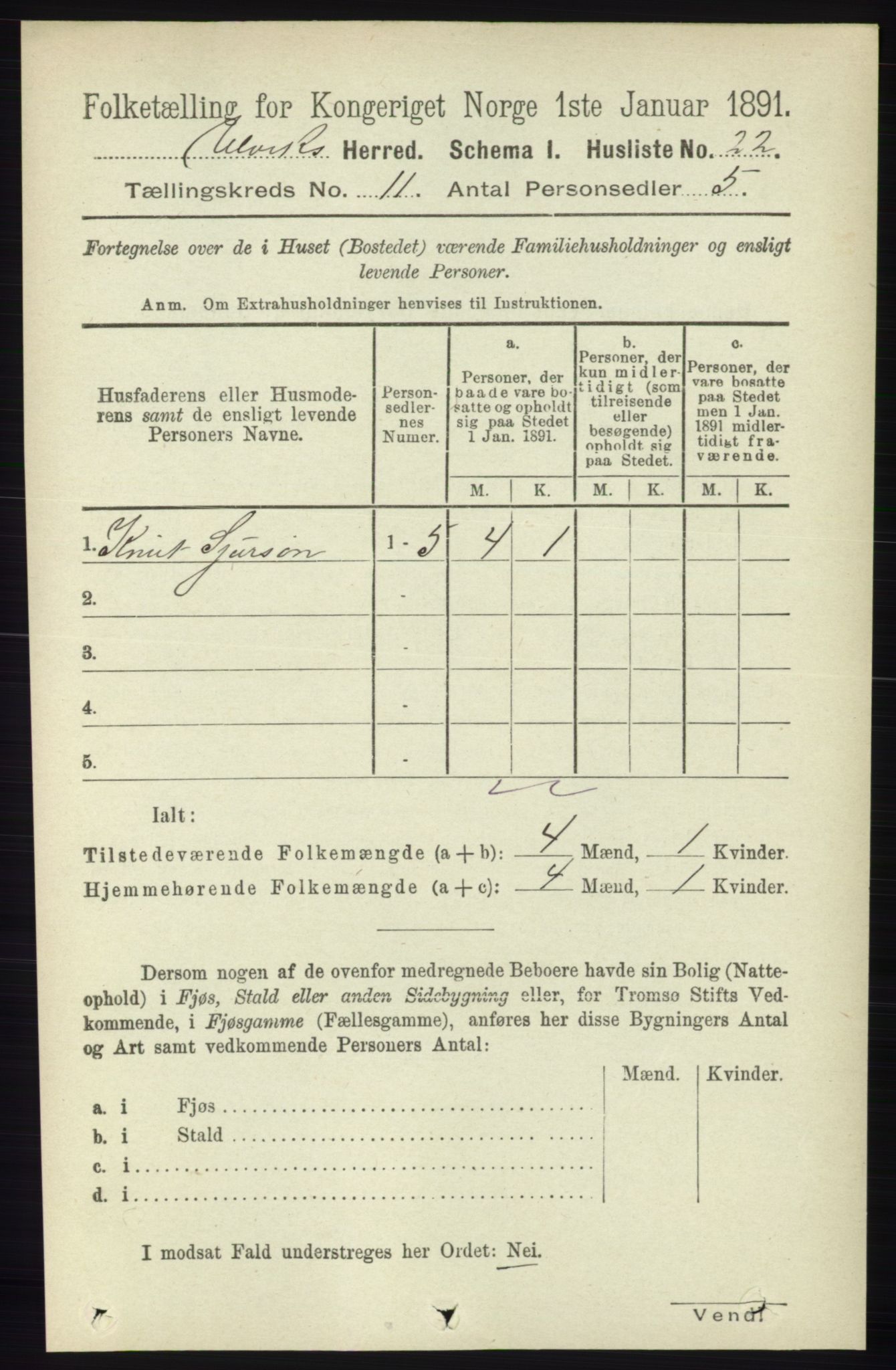 RA, 1891 census for 1233 Ulvik, 1891, p. 3461