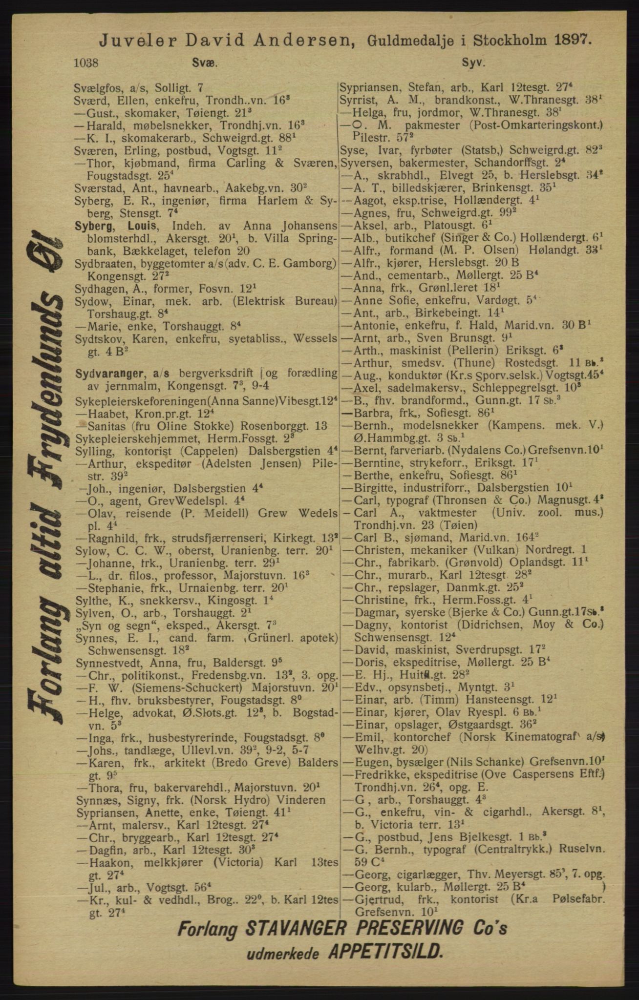 Kristiania/Oslo adressebok, PUBL/-, 1913, p. 1050