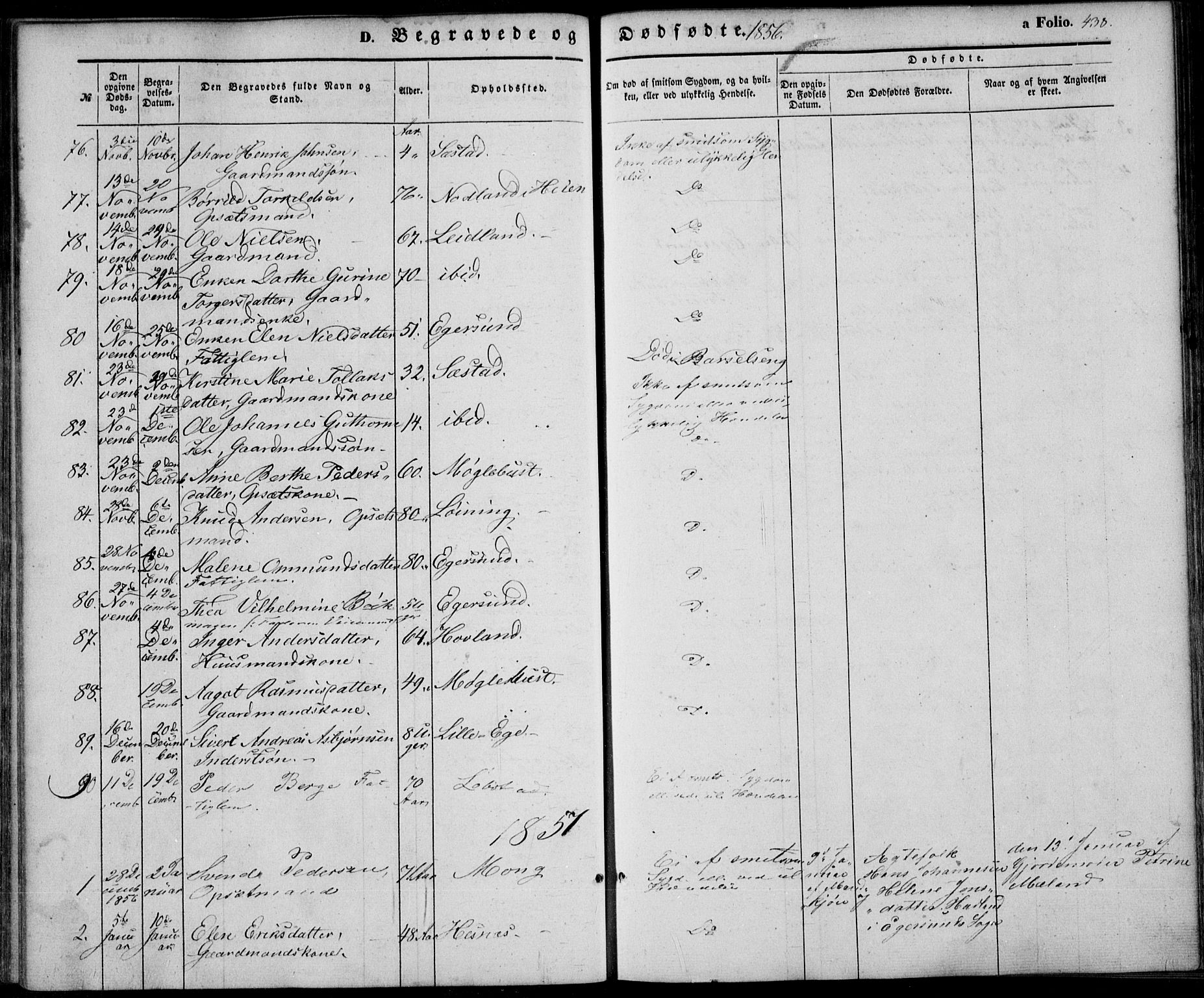 Eigersund sokneprestkontor, SAST/A-101807/S08/L0013: Parish register (official) no. A 12.2, 1850-1865, p. 438