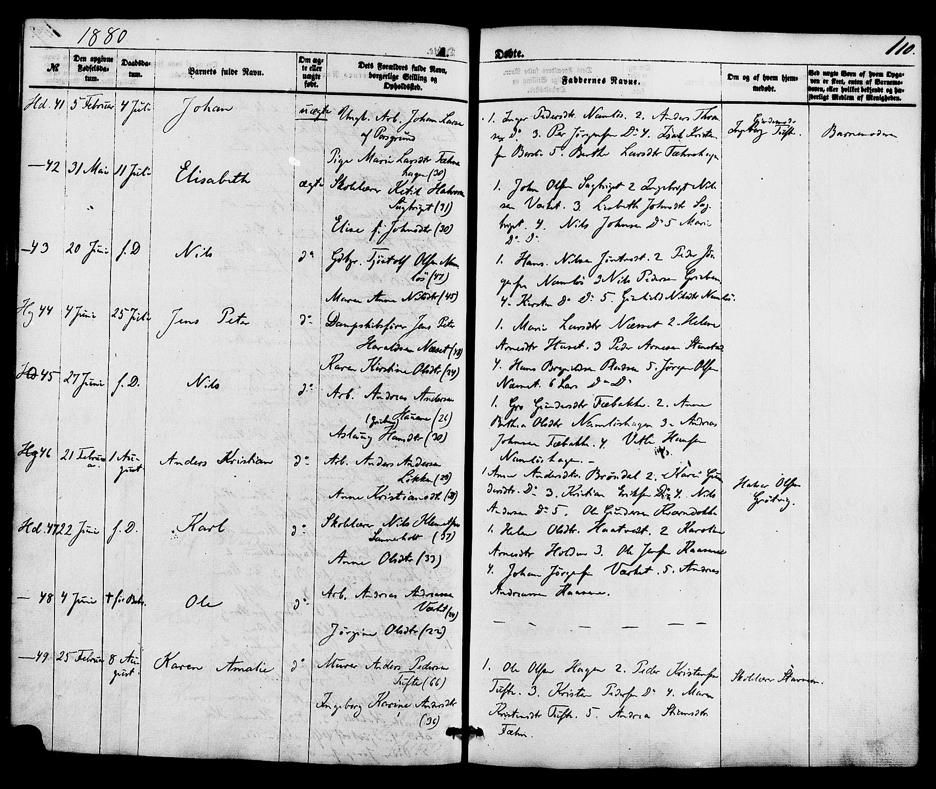 Holla kirkebøker, SAKO/A-272/F/Fa/L0007: Parish register (official) no. 7, 1869-1881, p. 110