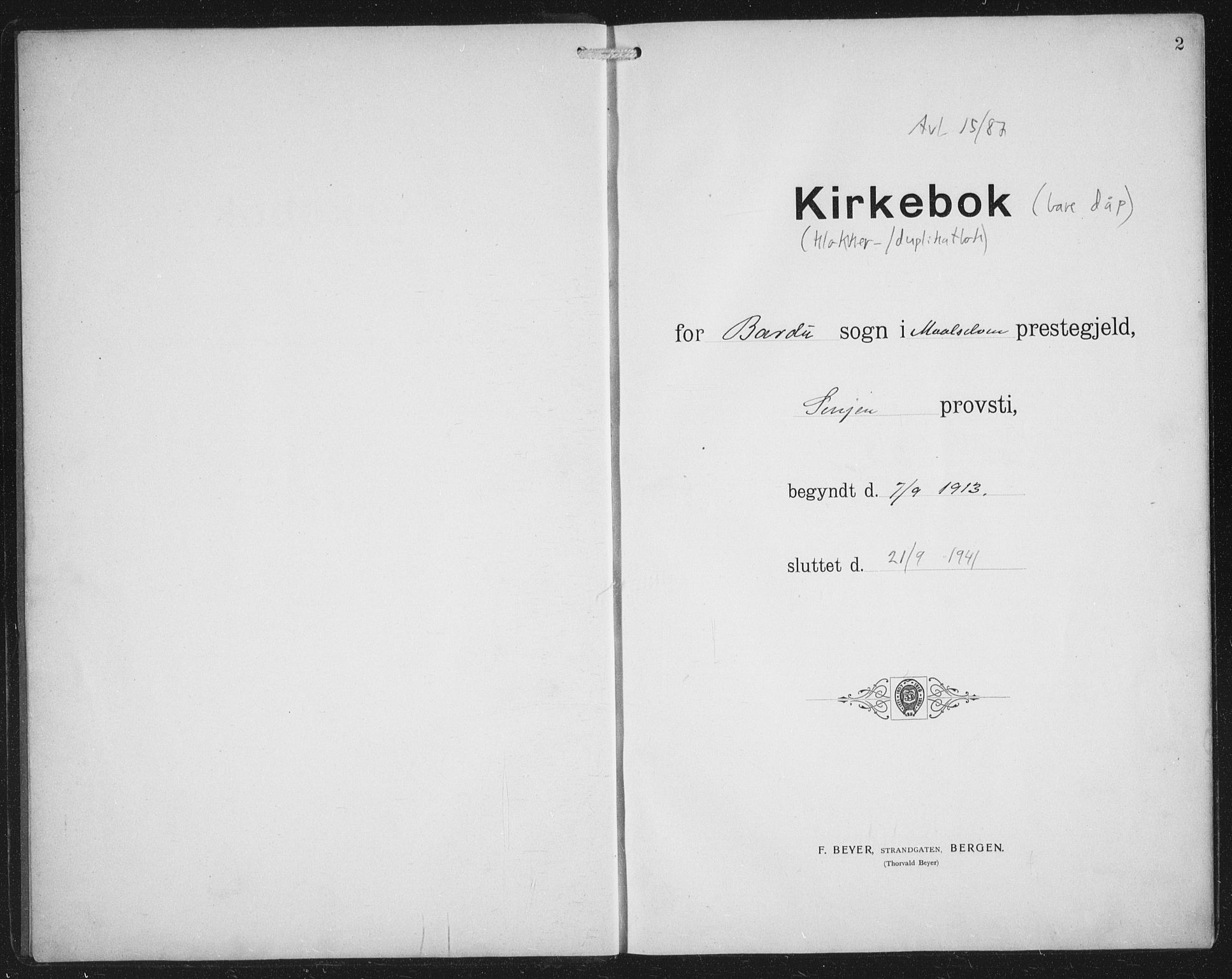 Målselv sokneprestembete, AV/SATØ-S-1311/G/Ga/Gab/L0009klokker: Parish register (copy) no. 9, 1913-1941, p. 2