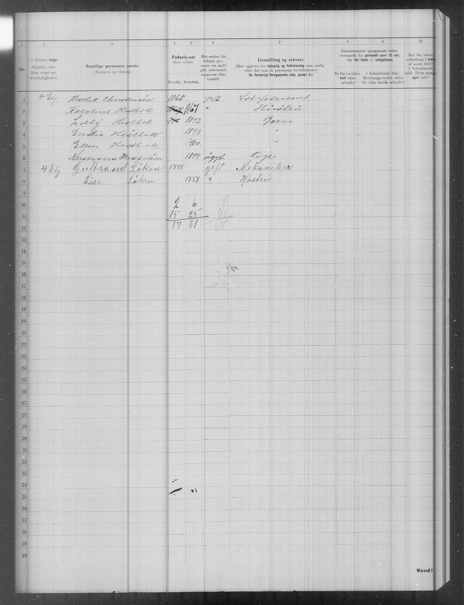 OBA, Municipal Census 1902 for Kristiania, 1902, p. 15013