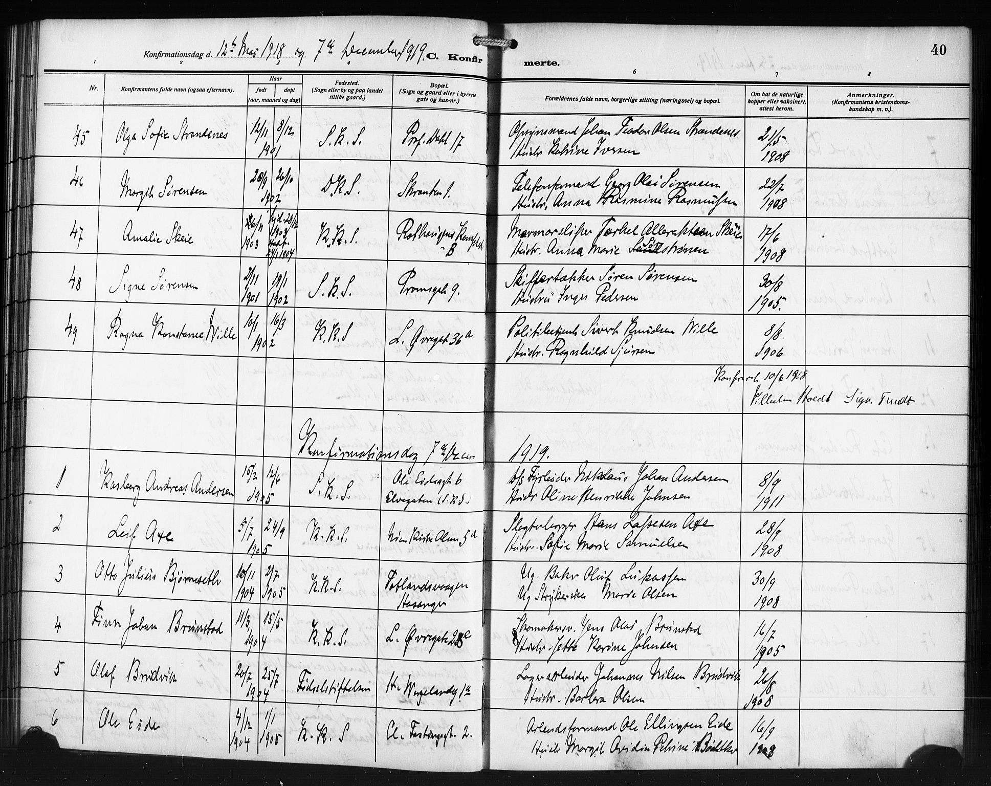 Korskirken sokneprestembete, SAB/A-76101/H/Haa/L0072: Curate's parish register no. A 7, 1913-1920, p. 40