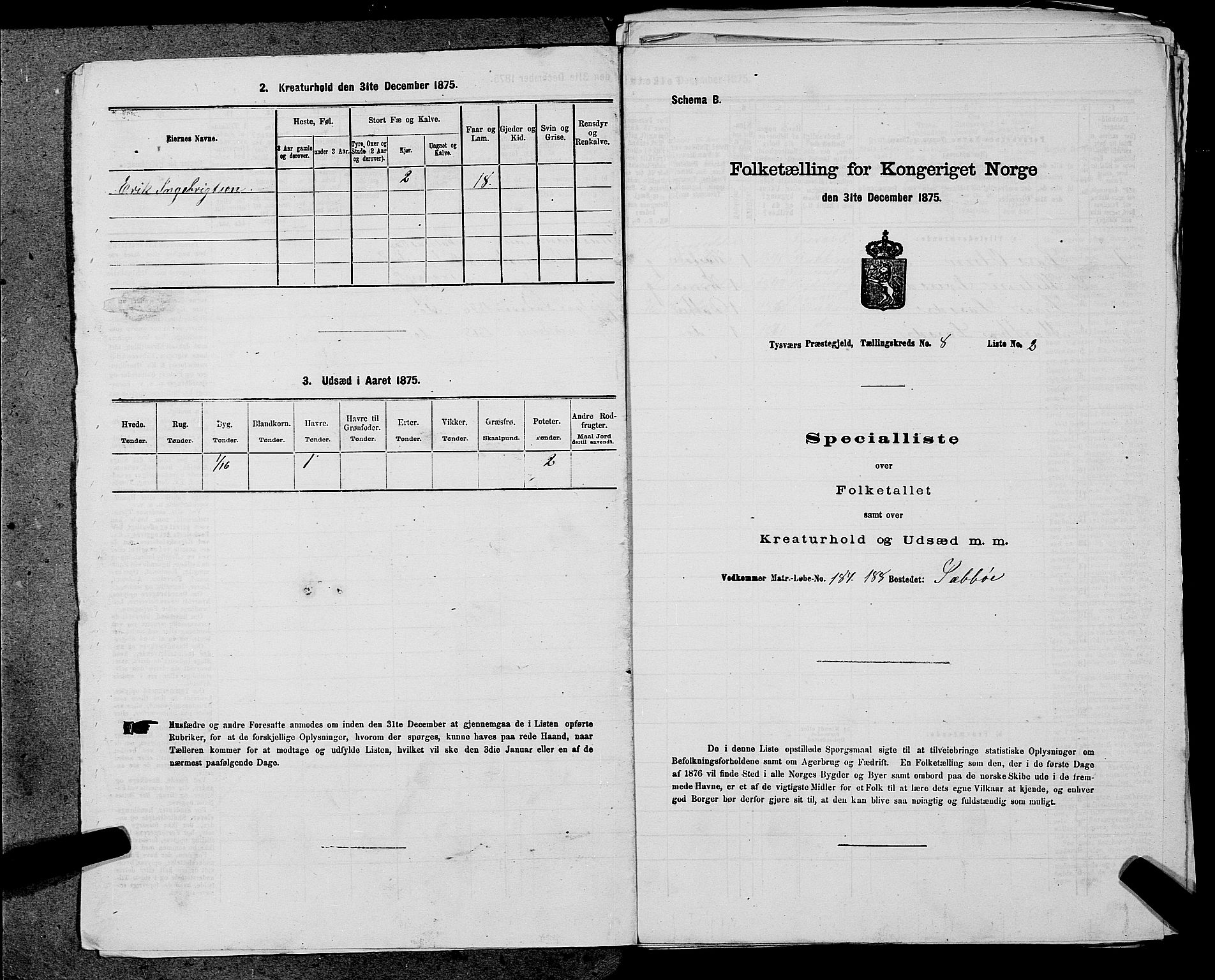 SAST, 1875 census for 1146P Tysvær, 1875, p. 963