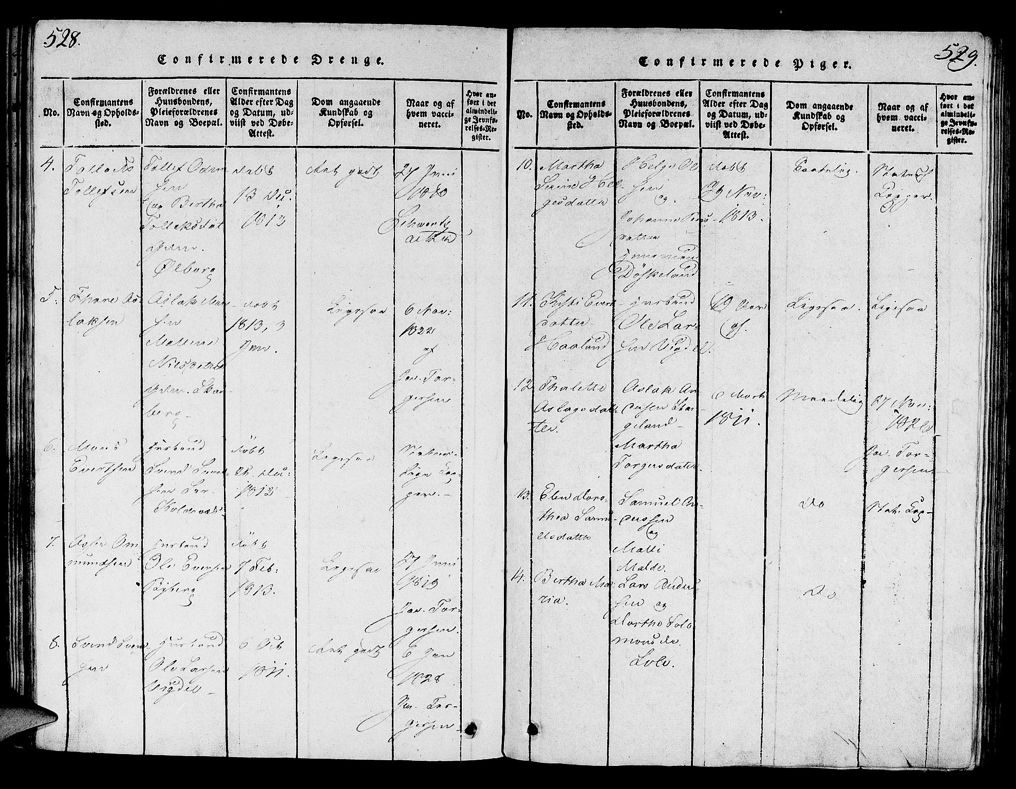 Håland sokneprestkontor, AV/SAST-A-101802/001/30BA/L0004: Parish register (official) no. A 4, 1815-1829, p. 528-529