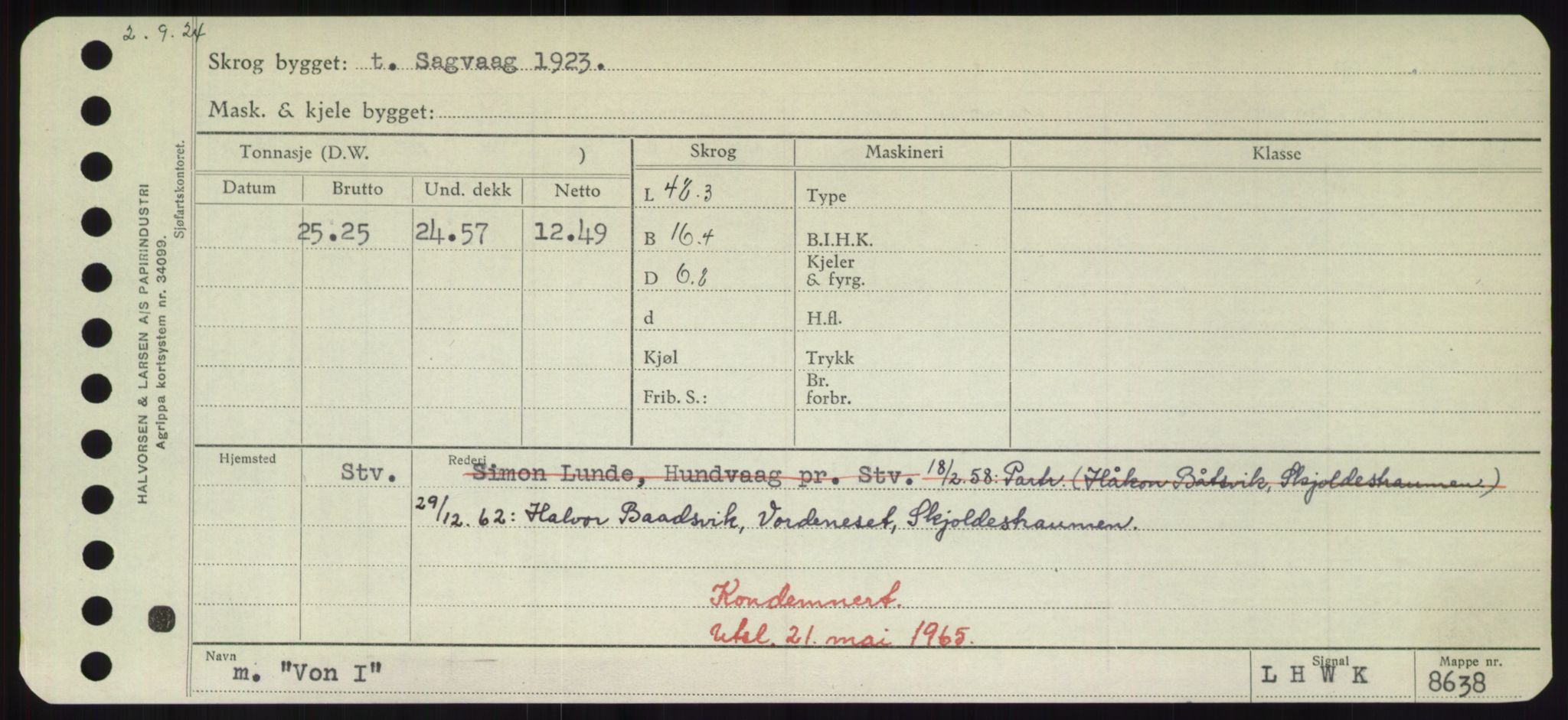 Sjøfartsdirektoratet med forløpere, Skipsmålingen, RA/S-1627/H/Hd/L0042: Fartøy, Vi-We, p. 117