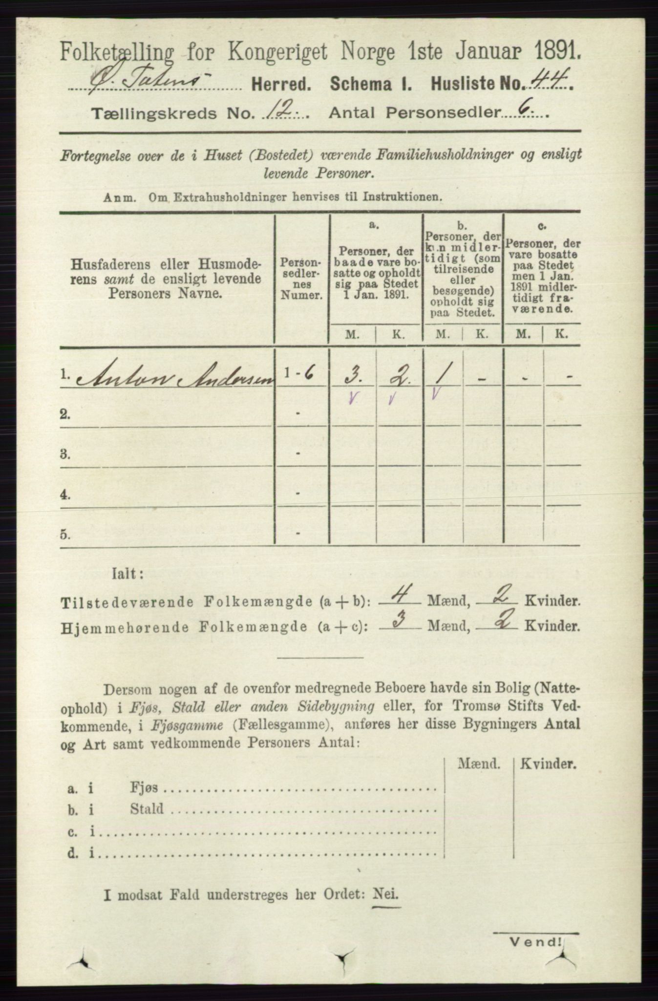 RA, 1891 census for 0528 Østre Toten, 1891, p. 7697