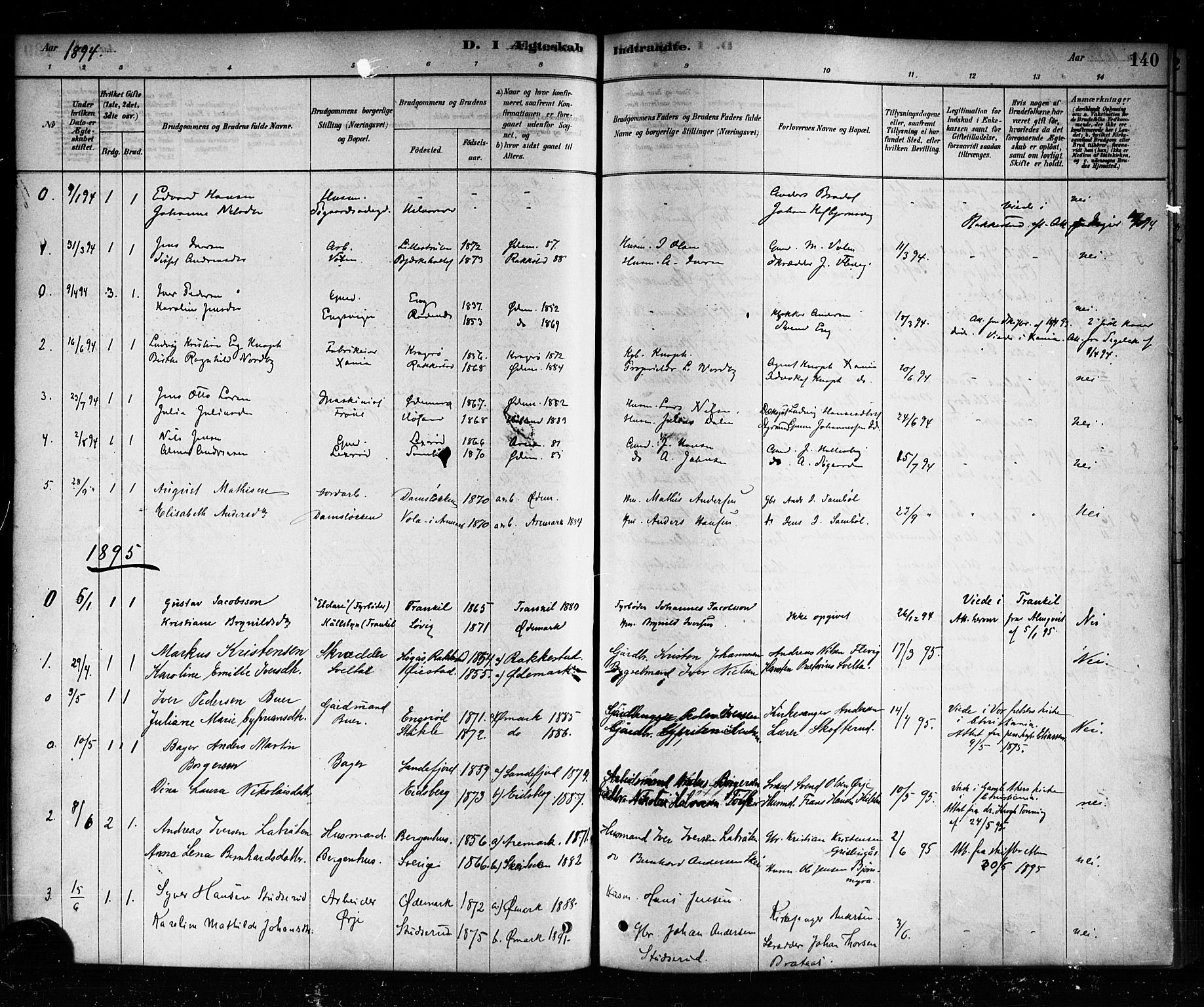 Aremark prestekontor Kirkebøker, SAO/A-10899/F/Fb/L0004: Parish register (official) no. II 4, 1878-1895, p. 140