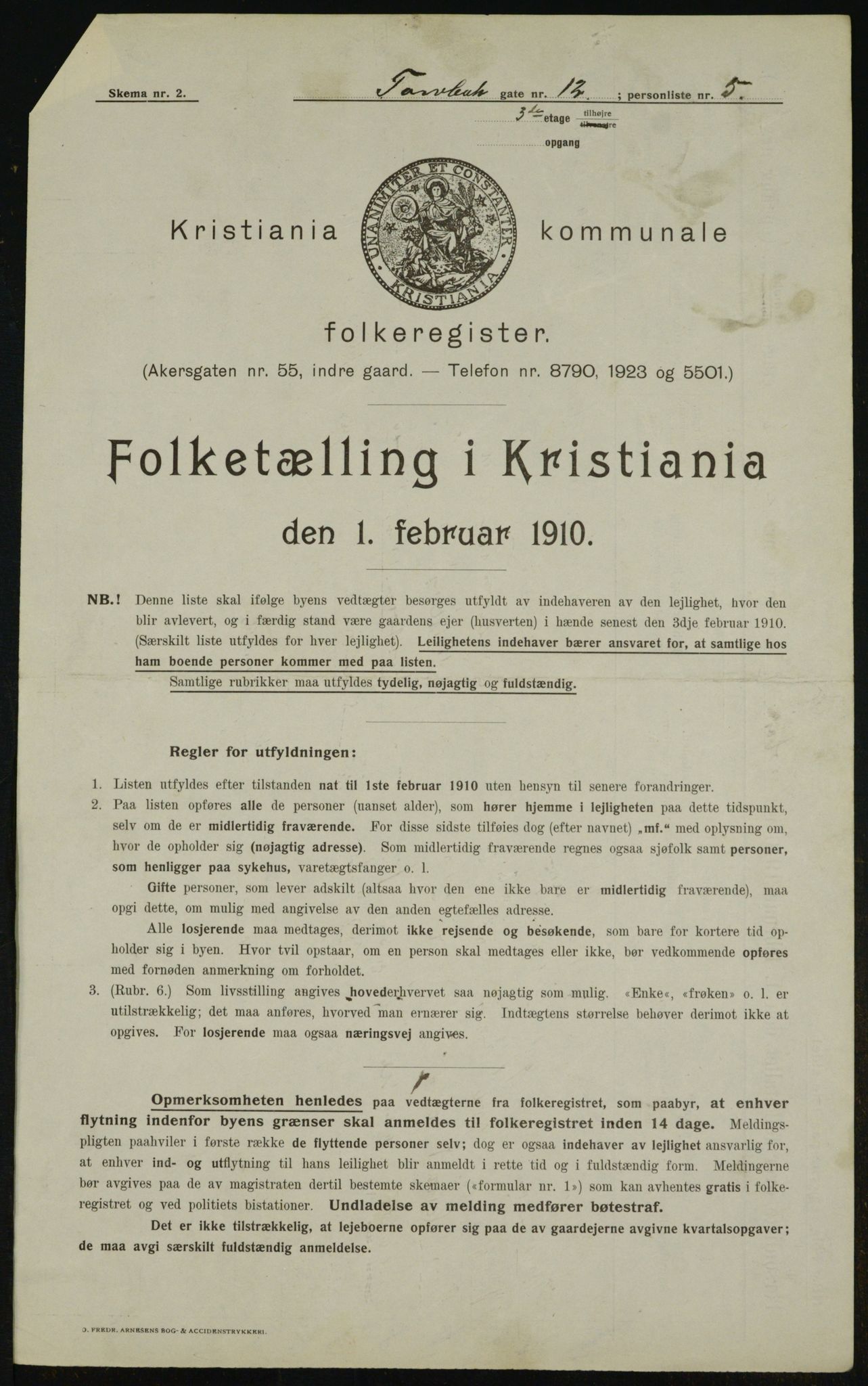 OBA, Municipal Census 1910 for Kristiania, 1910, p. 109290