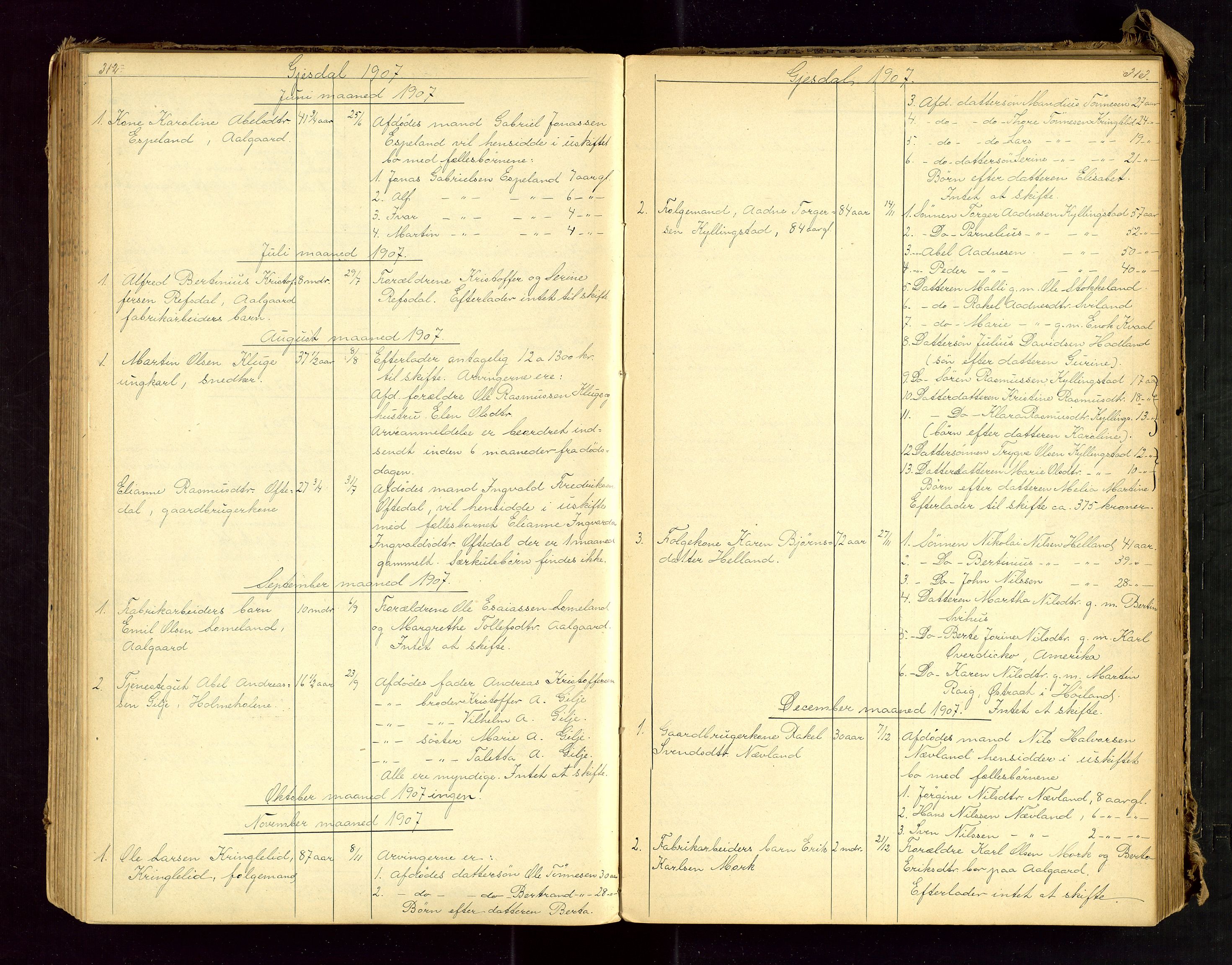 Jæren sorenskriveri, AV/SAST-A-100310/01/5/52/52B/L0002: DØDSFALLPROTOKOLL, 1896-1910, p. 312-313