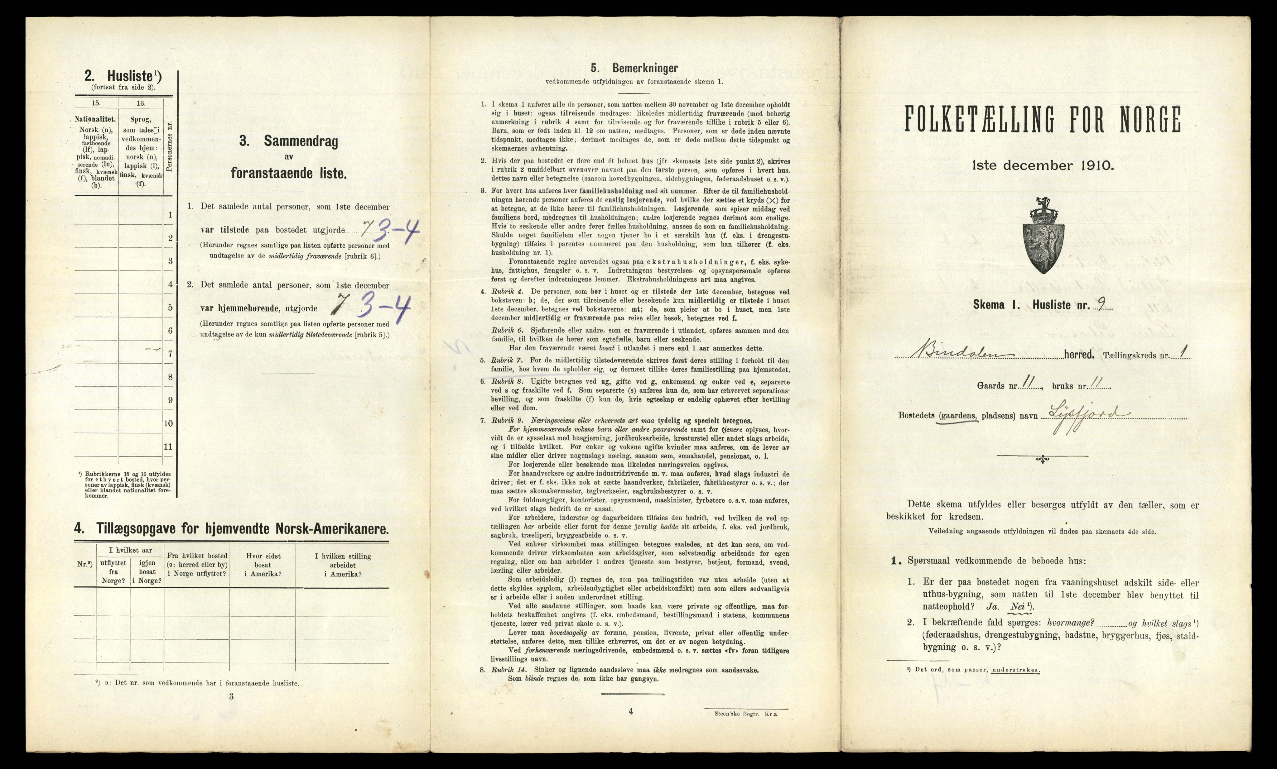 RA, 1910 census for Bindal, 1910, p. 50