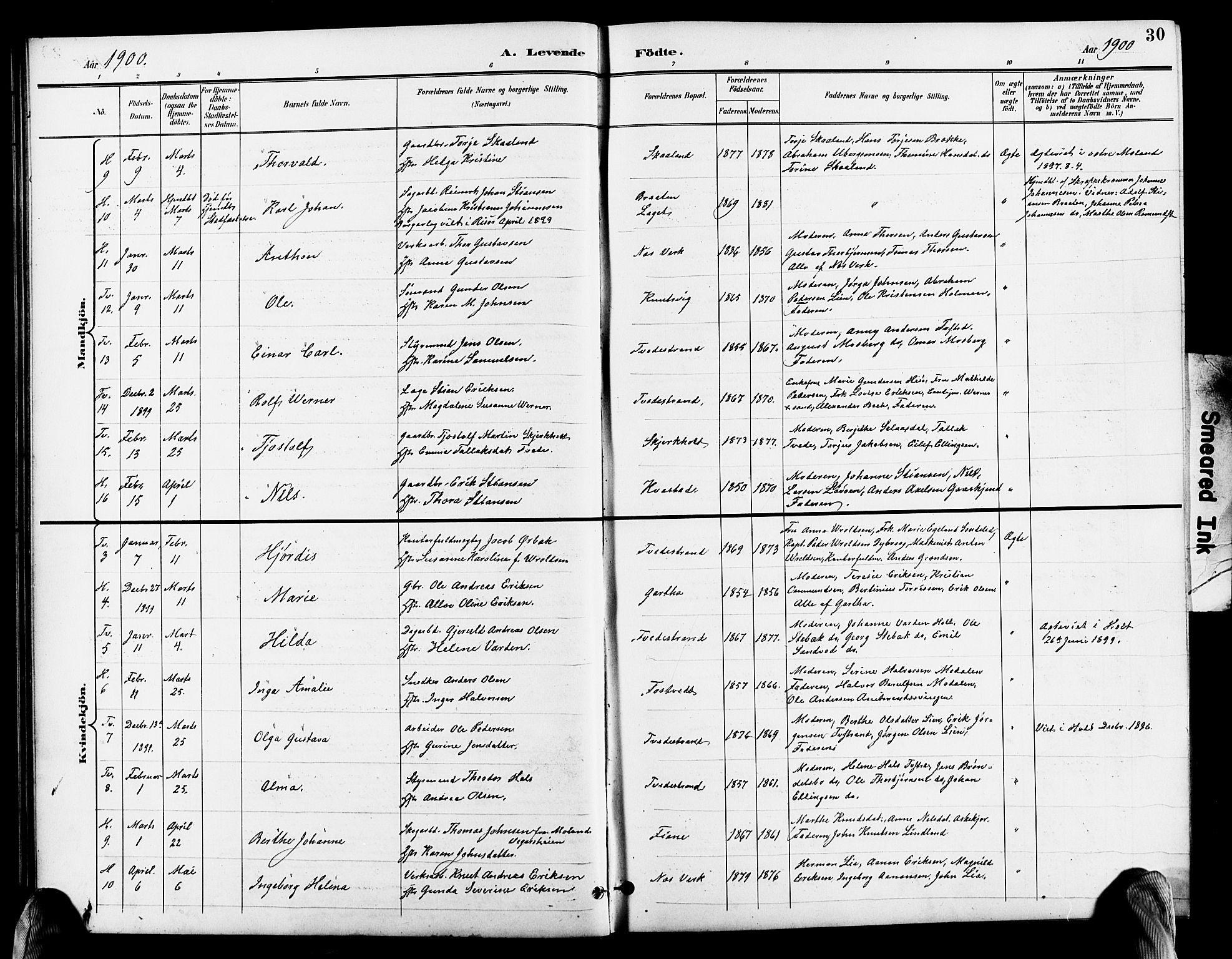 Holt sokneprestkontor, AV/SAK-1111-0021/F/Fb/L0011: Parish register (copy) no. B 11, 1897-1921, p. 30