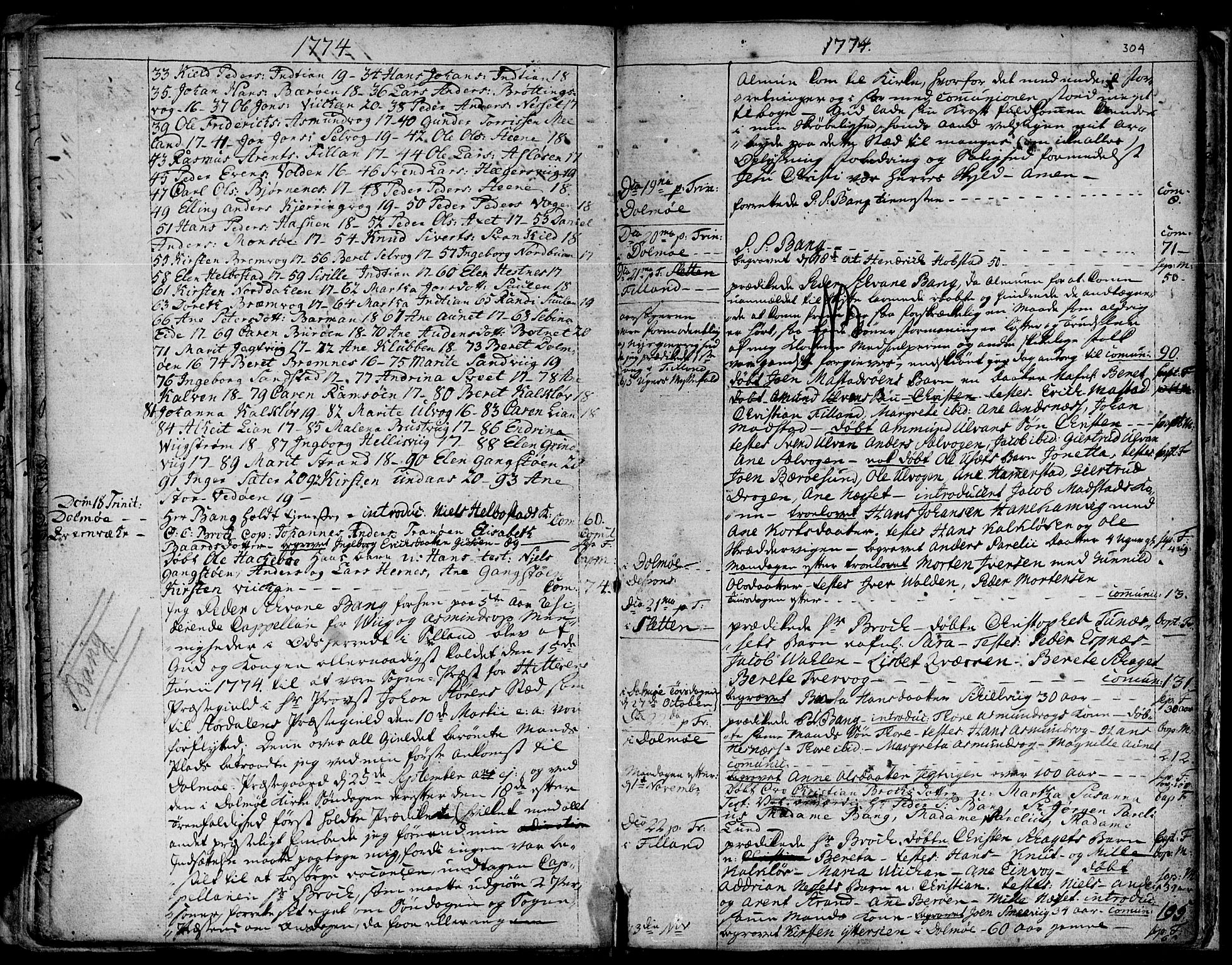 Ministerialprotokoller, klokkerbøker og fødselsregistre - Sør-Trøndelag, SAT/A-1456/634/L0525: Parish register (official) no. 634A01, 1736-1775, p. 304