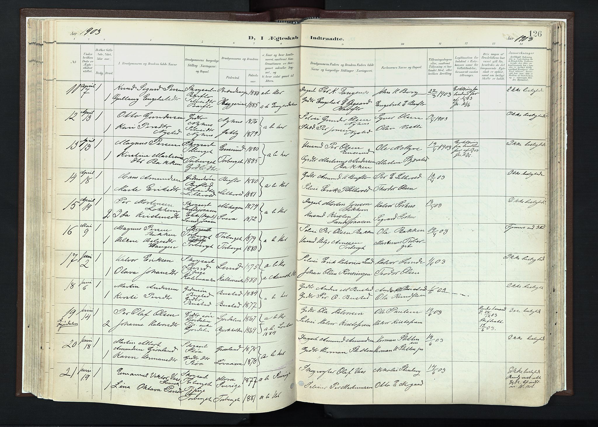 Trysil prestekontor, SAH/PREST-046/H/Ha/Haa/L0013: Parish register (official) no. 13, 1898-1911, p. 126