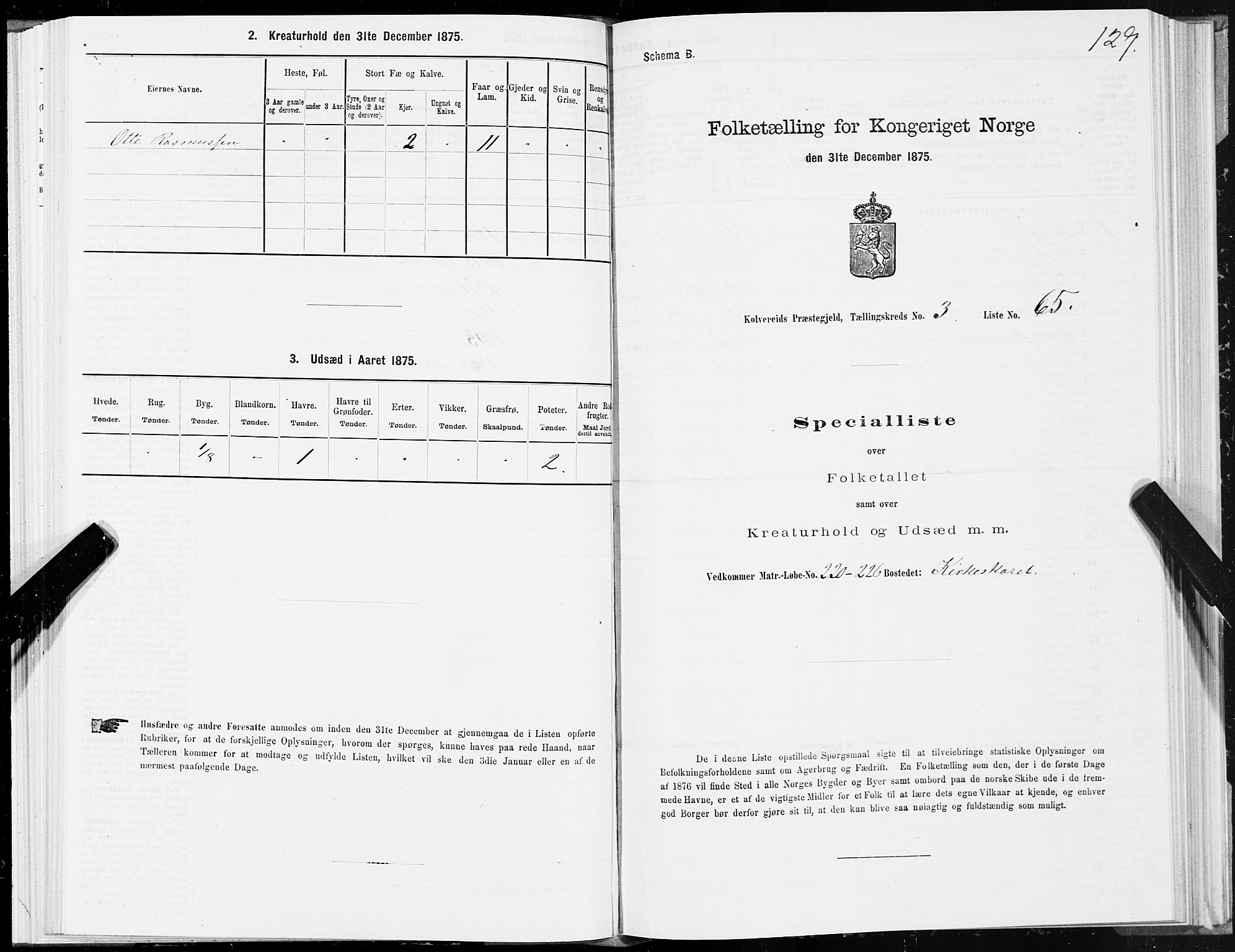 SAT, 1875 census for 1752P Kolvereid, 1875, p. 2129