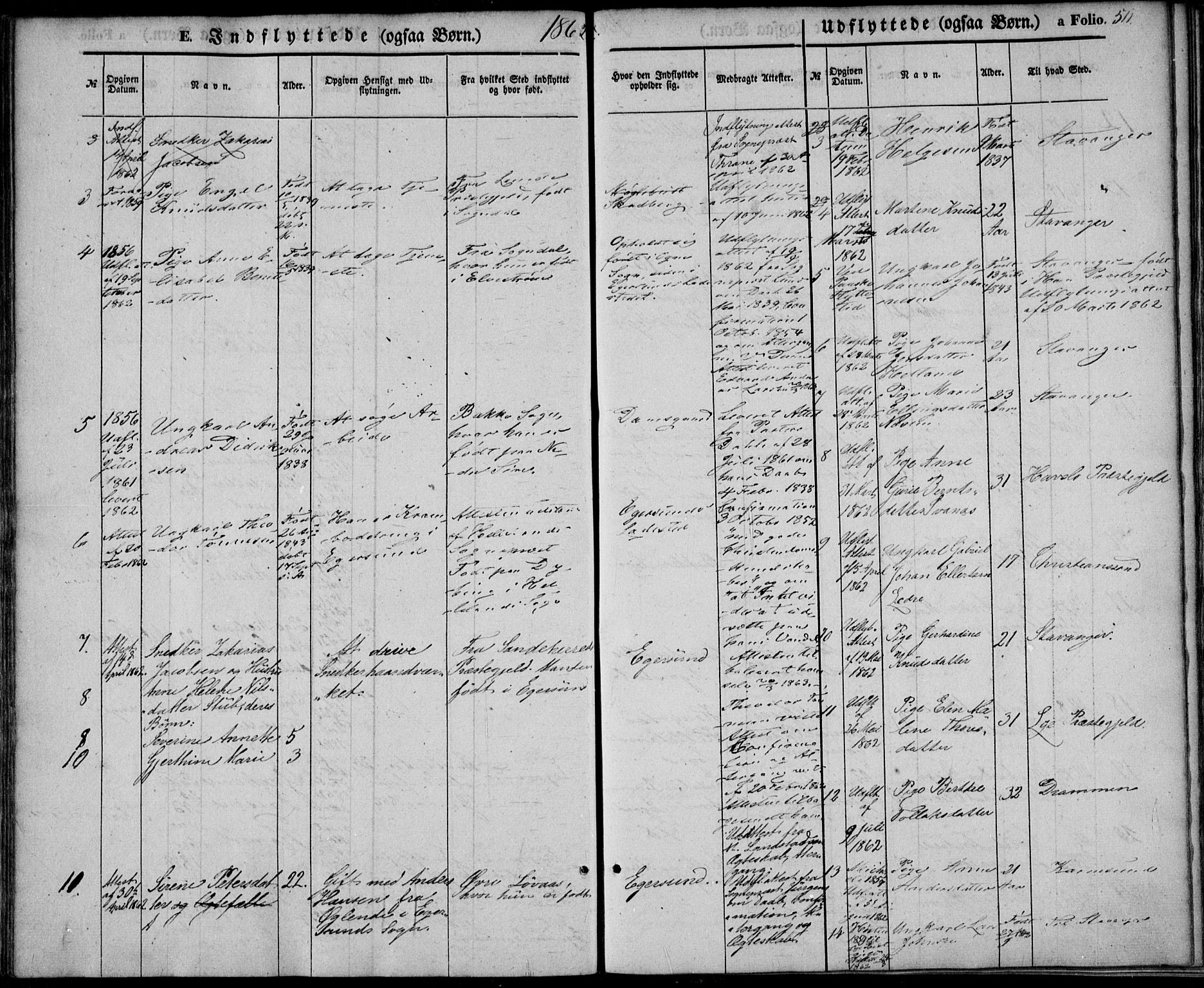 Eigersund sokneprestkontor, SAST/A-101807/S08/L0013: Parish register (official) no. A 12.2, 1850-1865, p. 511