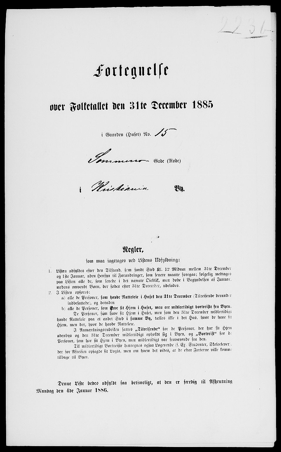 RA, 1885 census for 0301 Kristiania, 1885, p. 2933