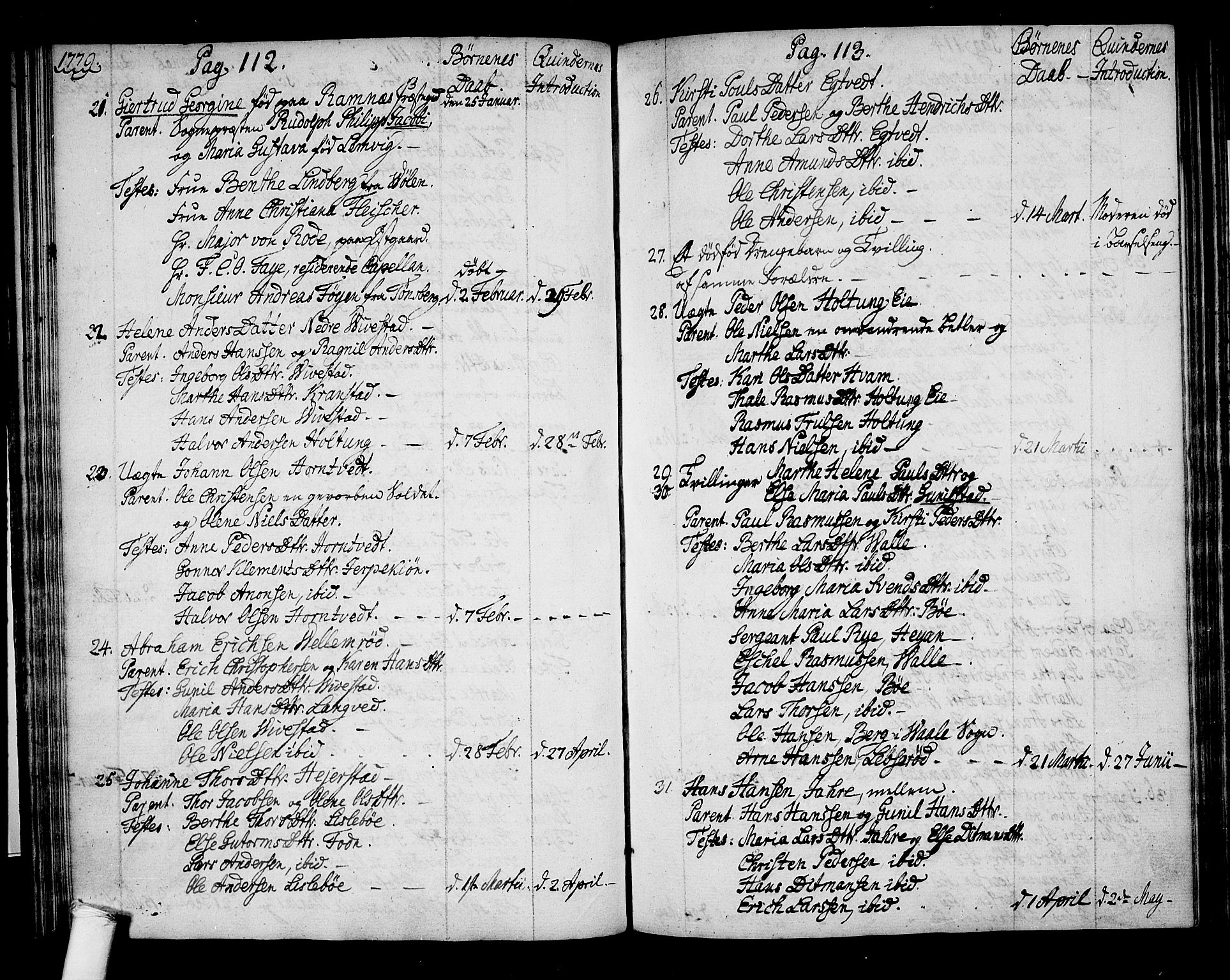 Ramnes kirkebøker, SAKO/A-314/F/Fa/L0002: Parish register (official) no. I 2, 1773-1790, p. 112-113