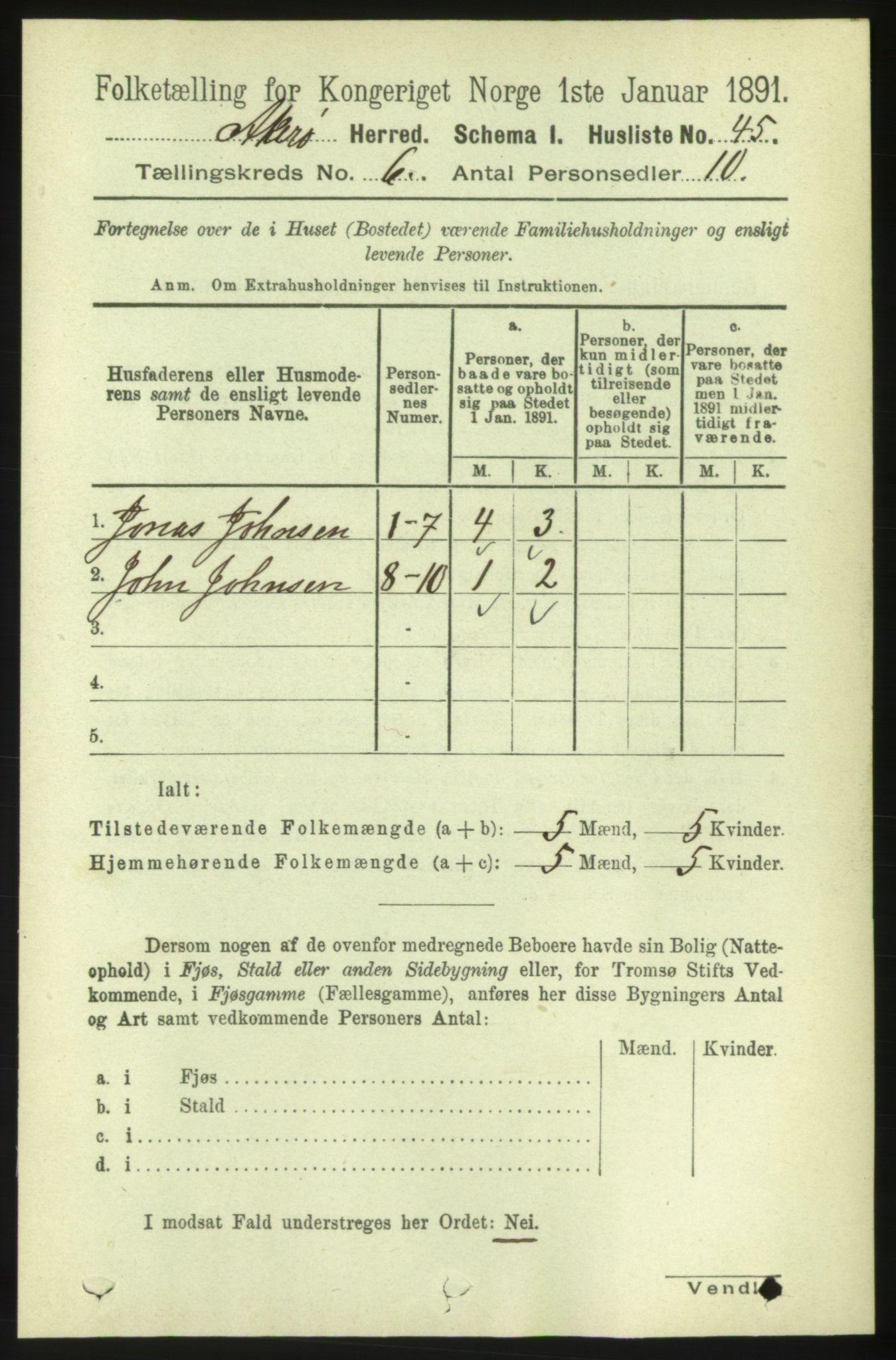 RA, 1891 census for 1545 Aukra, 1891, p. 2537