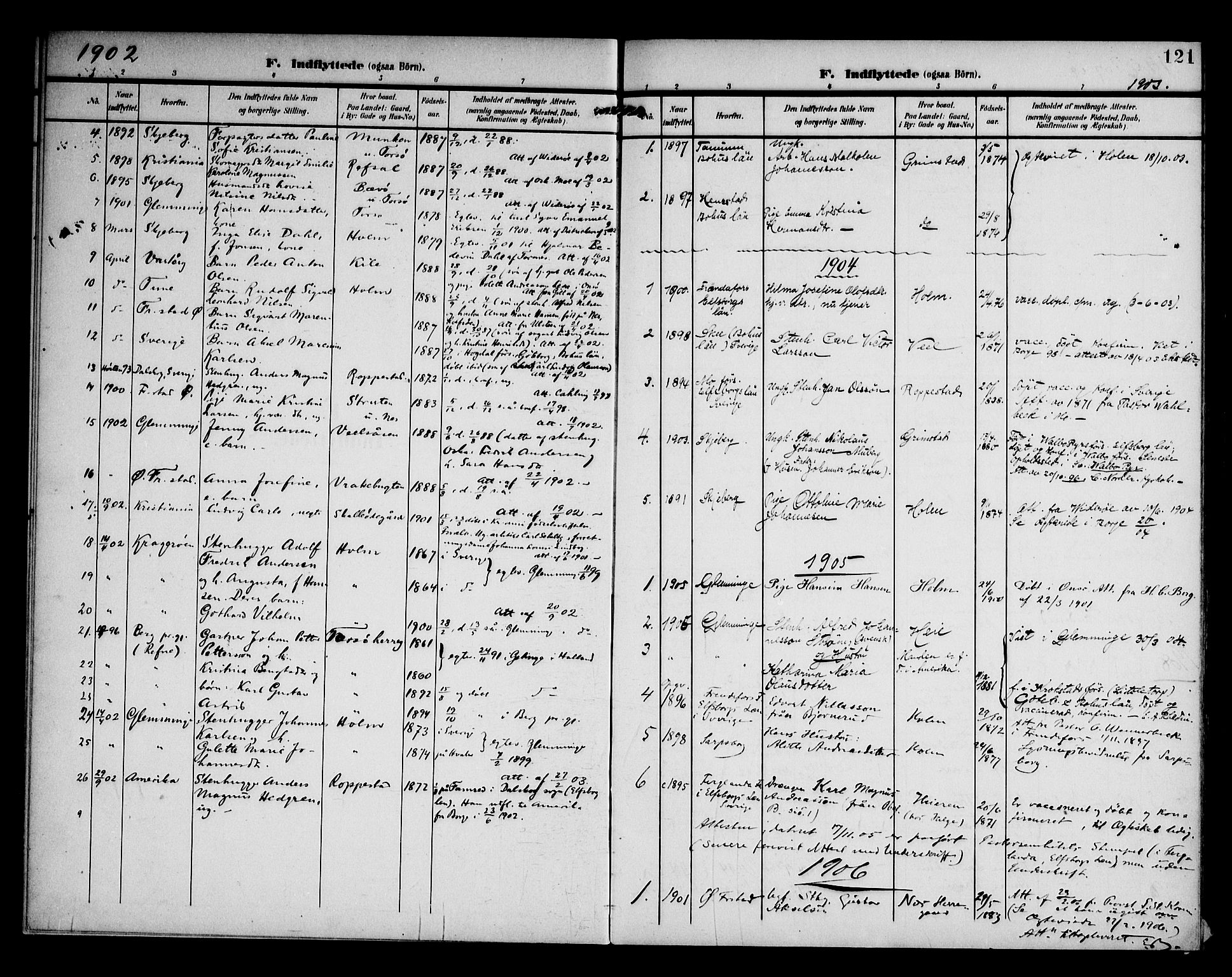 Borge prestekontor Kirkebøker, AV/SAO-A-10903/F/Fb/L0004: Parish register (official) no. II 4, 1902-1914, p. 121