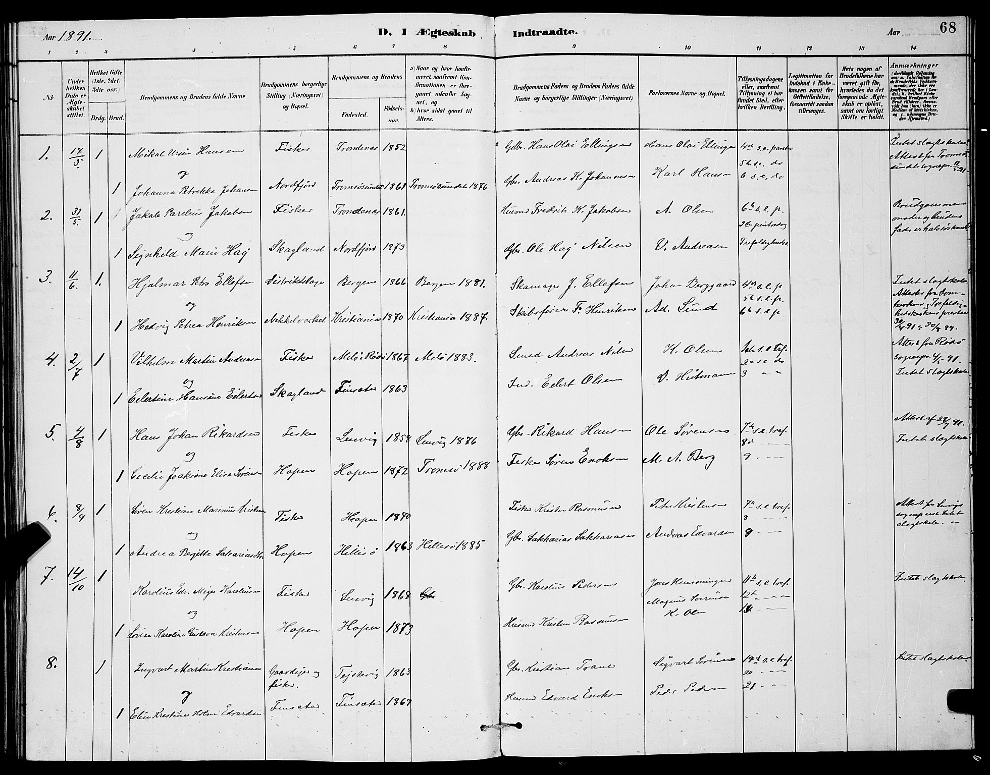 Berg sokneprestkontor, AV/SATØ-S-1318/G/Ga/Gab/L0004klokker: Parish register (copy) no. 4, 1887-1897, p. 68