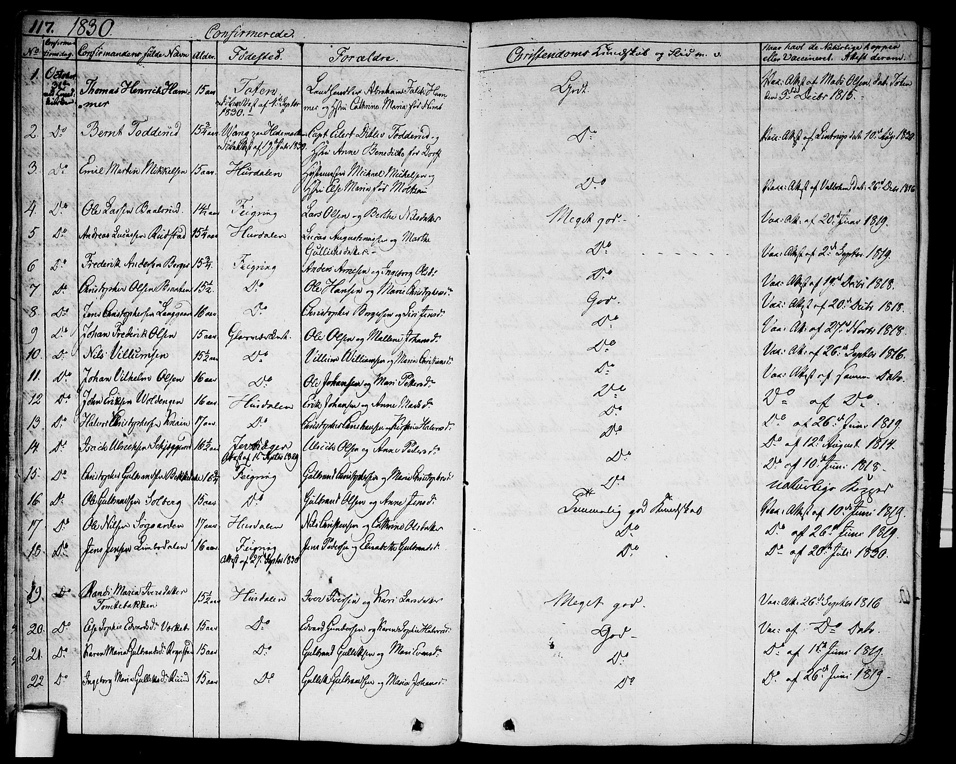 Hurdal prestekontor Kirkebøker, SAO/A-10889/F/Fa/L0004: Parish register (official) no. I 4, 1828-1845, p. 117