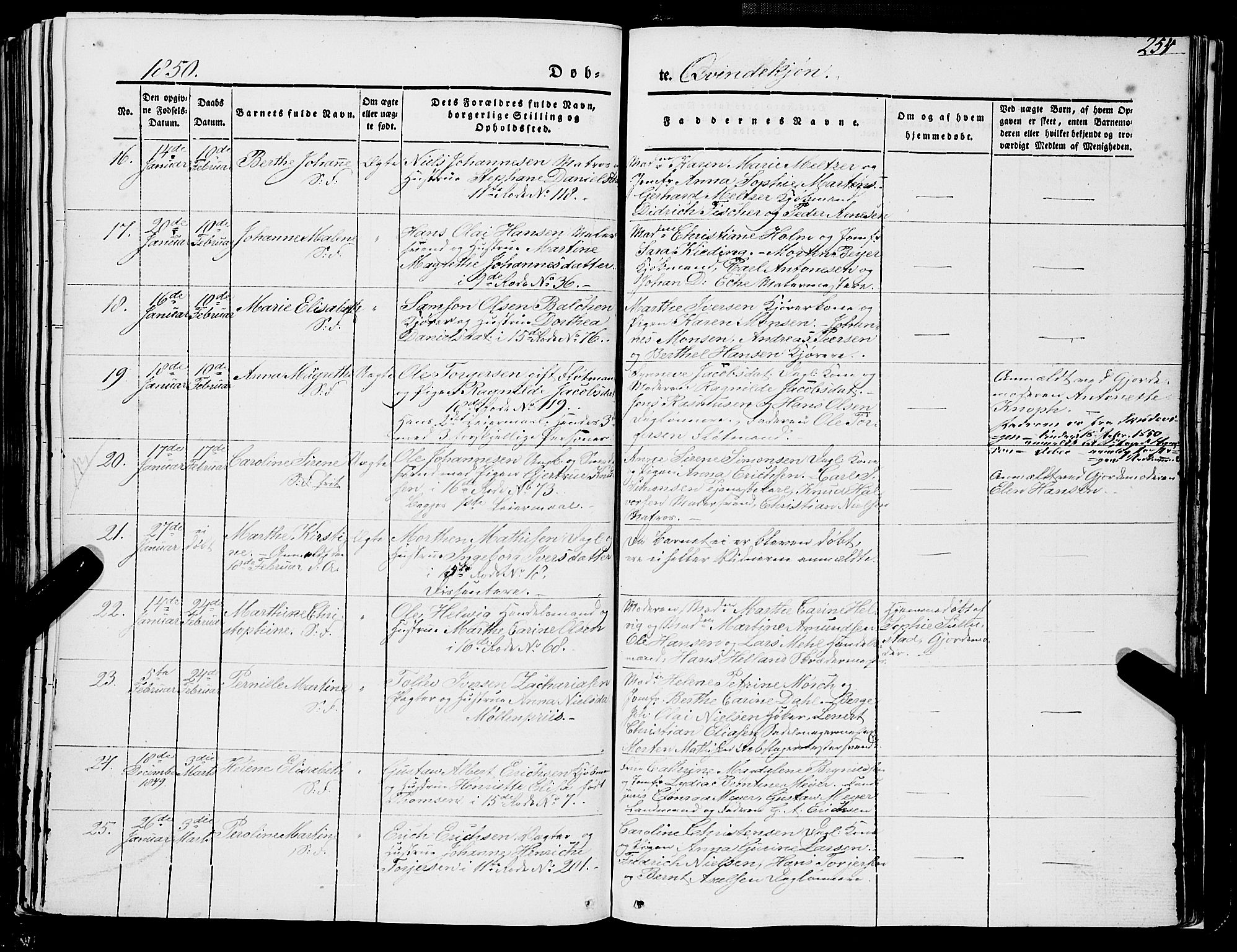 Domkirken sokneprestembete, AV/SAB-A-74801/H/Haa/L0019: Parish register (official) no. B 2, 1841-1851, p. 254