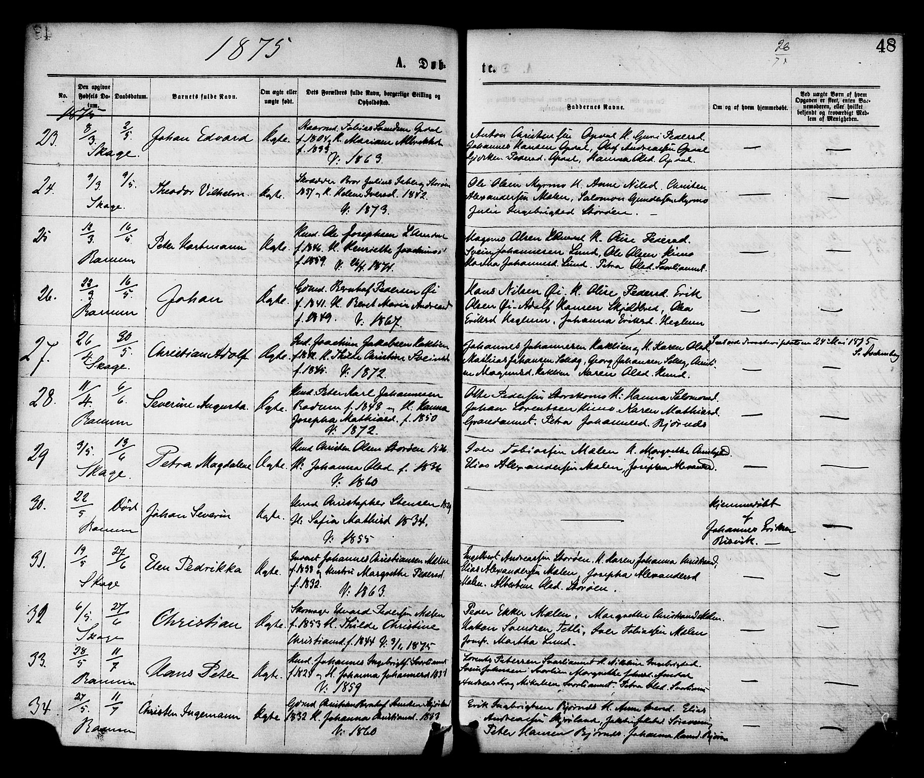 Ministerialprotokoller, klokkerbøker og fødselsregistre - Nord-Trøndelag, SAT/A-1458/764/L0554: Parish register (official) no. 764A09, 1867-1880, p. 48