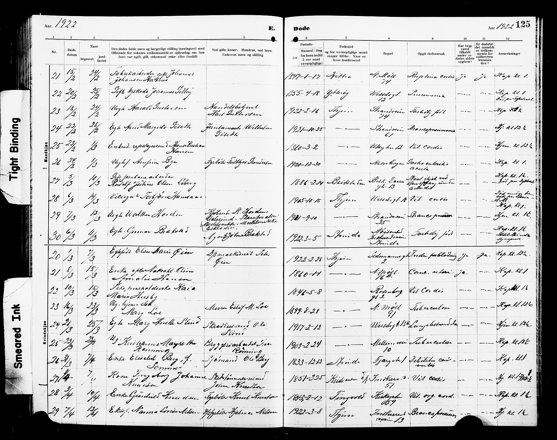 Ministerialprotokoller, klokkerbøker og fødselsregistre - Sør-Trøndelag, AV/SAT-A-1456/605/L0257: Parish register (copy) no. 605C04, 1916-1922, p. 125