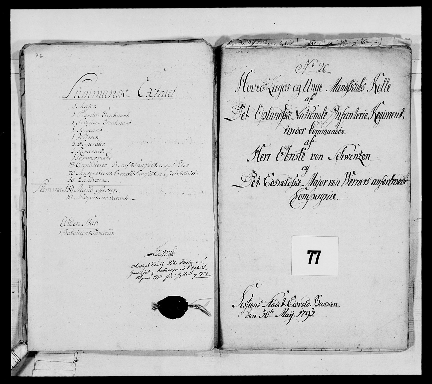 Generalitets- og kommissariatskollegiet, Det kongelige norske kommissariatskollegium, RA/EA-5420/E/Eh/L0067: Opplandske nasjonale infanteriregiment, 1789-1797, p. 541