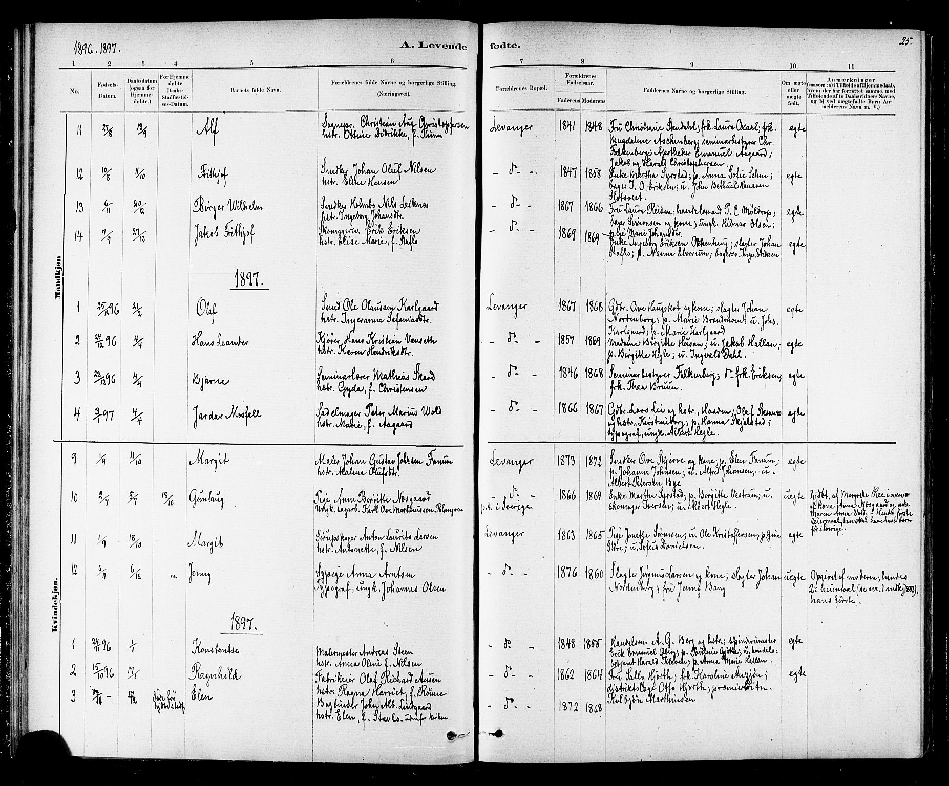 Ministerialprotokoller, klokkerbøker og fødselsregistre - Nord-Trøndelag, SAT/A-1458/720/L0192: Parish register (copy) no. 720C01, 1880-1917, p. 25