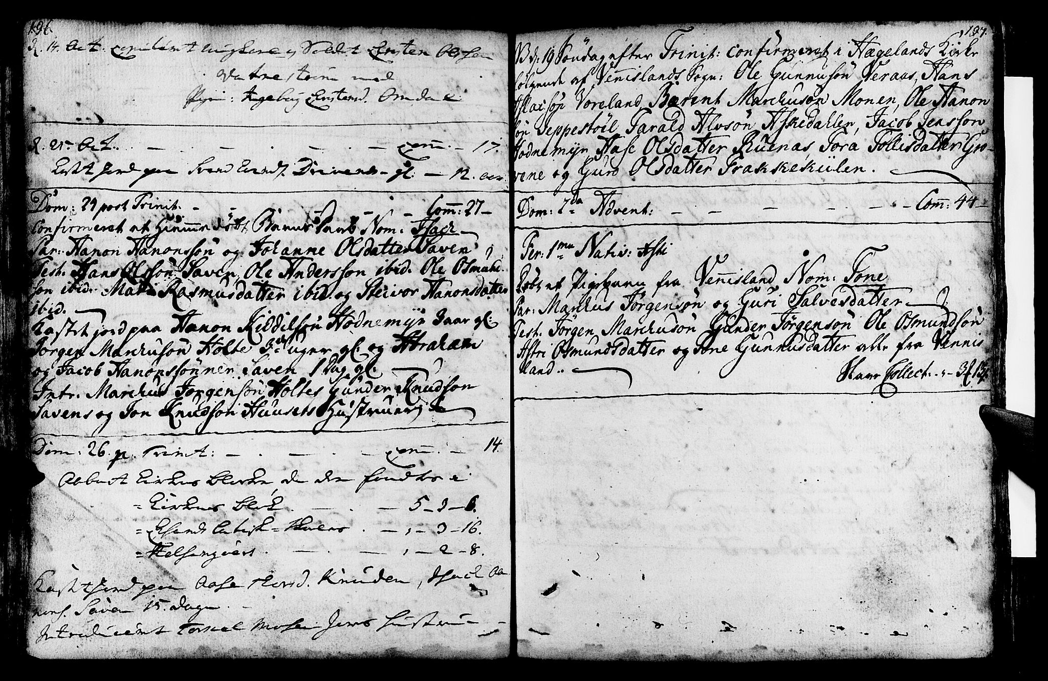 Vennesla sokneprestkontor, SAK/1111-0045/Fa/Fab/L0001: Parish register (official) no. A 1, 1741-1794, p. 196-197