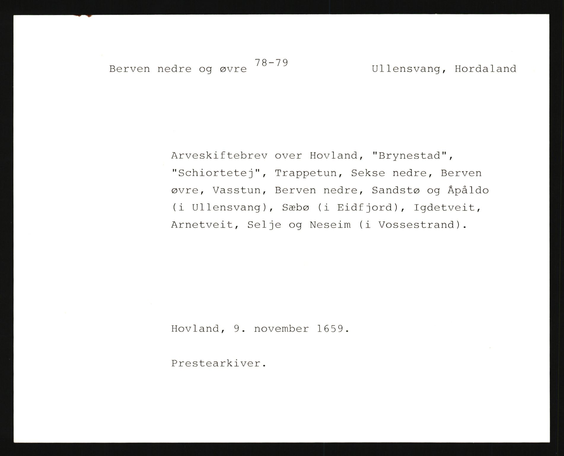 Riksarkivets diplomsamling, AV/RA-EA-5965/F35/F35e/L0029: Registreringssedler Hordaland 2, 1400-1700, p. 53