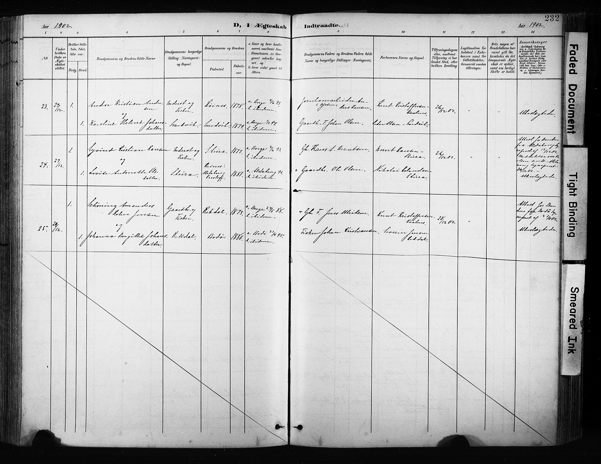 Ministerialprotokoller, klokkerbøker og fødselsregistre - Nordland, SAT/A-1459/880/L1134: Parish register (official) no. 880A08, 1899-1908, p. 232