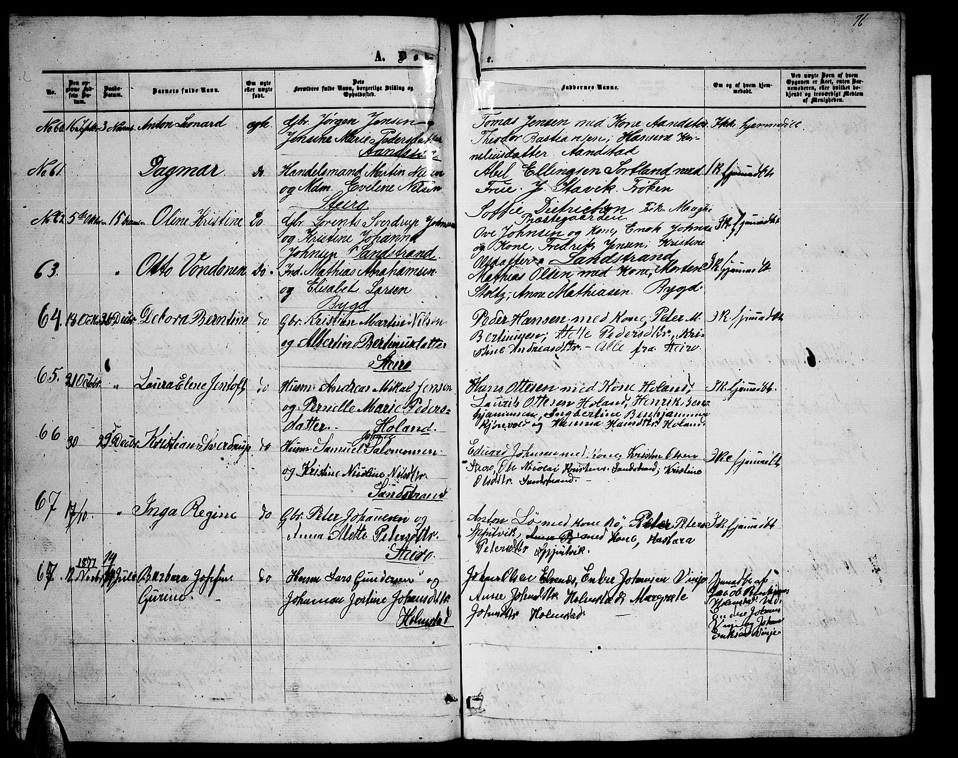Ministerialprotokoller, klokkerbøker og fødselsregistre - Nordland, SAT/A-1459/895/L1381: Parish register (copy) no. 895C03, 1864-1885, p. 76