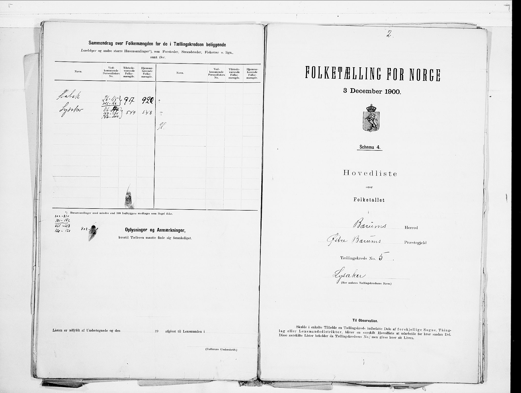 SAO, 1900 census for Bærum, 1900, p. 16