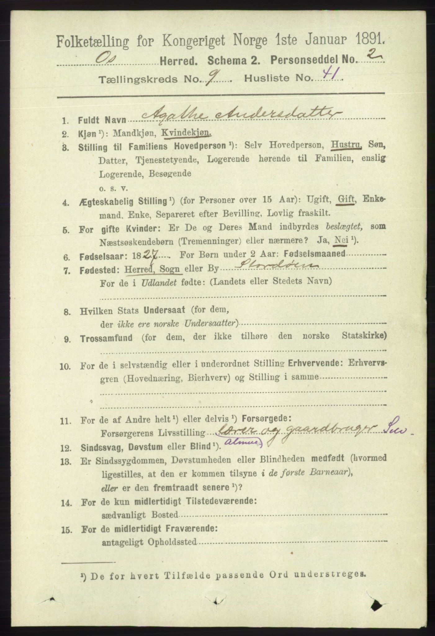 RA, 1891 census for 1243 Os, 1891, p. 2210