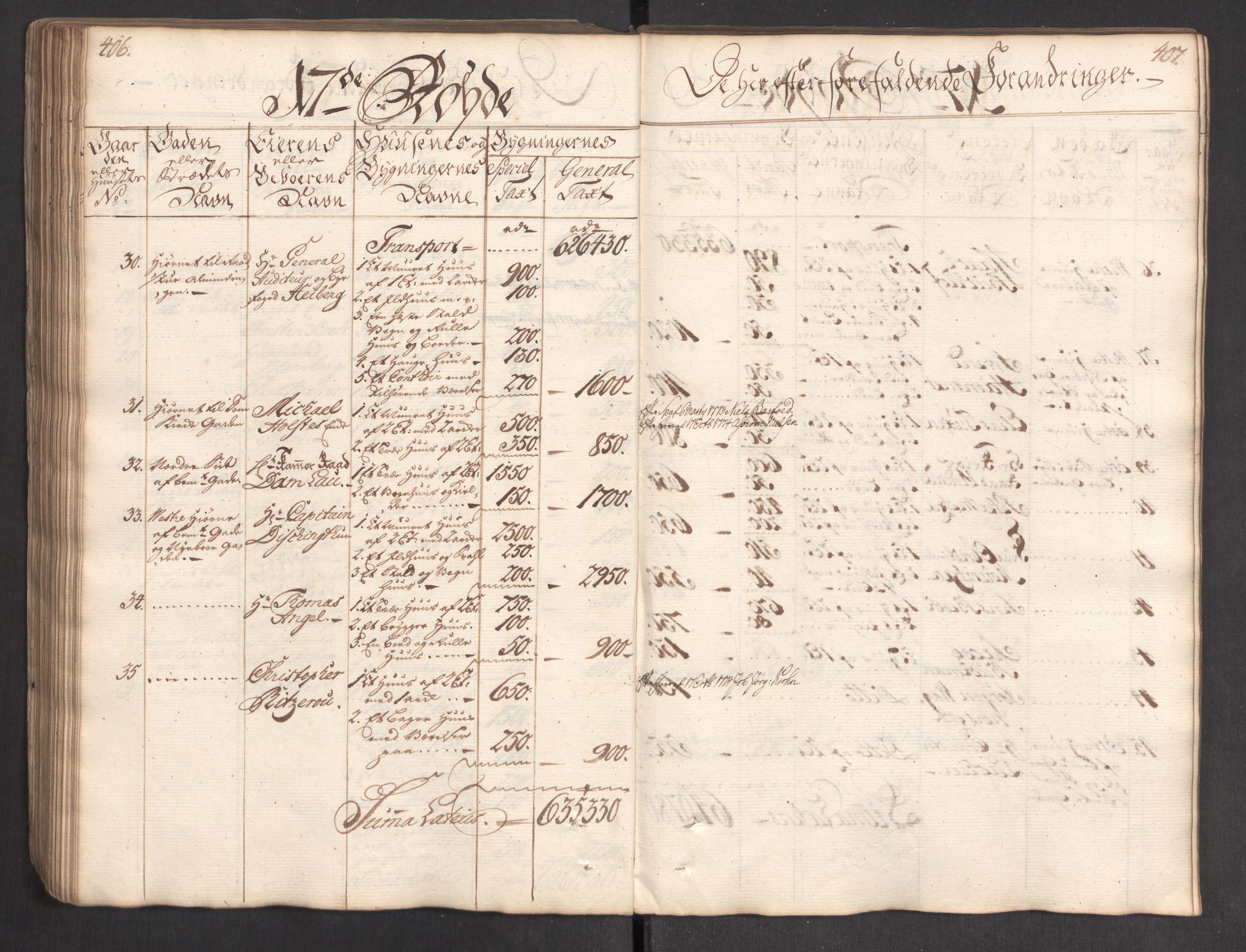 Kommersekollegiet, Brannforsikringskontoret 1767-1814, RA/EA-5458/F/Fa/L0004/0002: Bergen / Branntakstprotokoll, 1767, p. 406-407