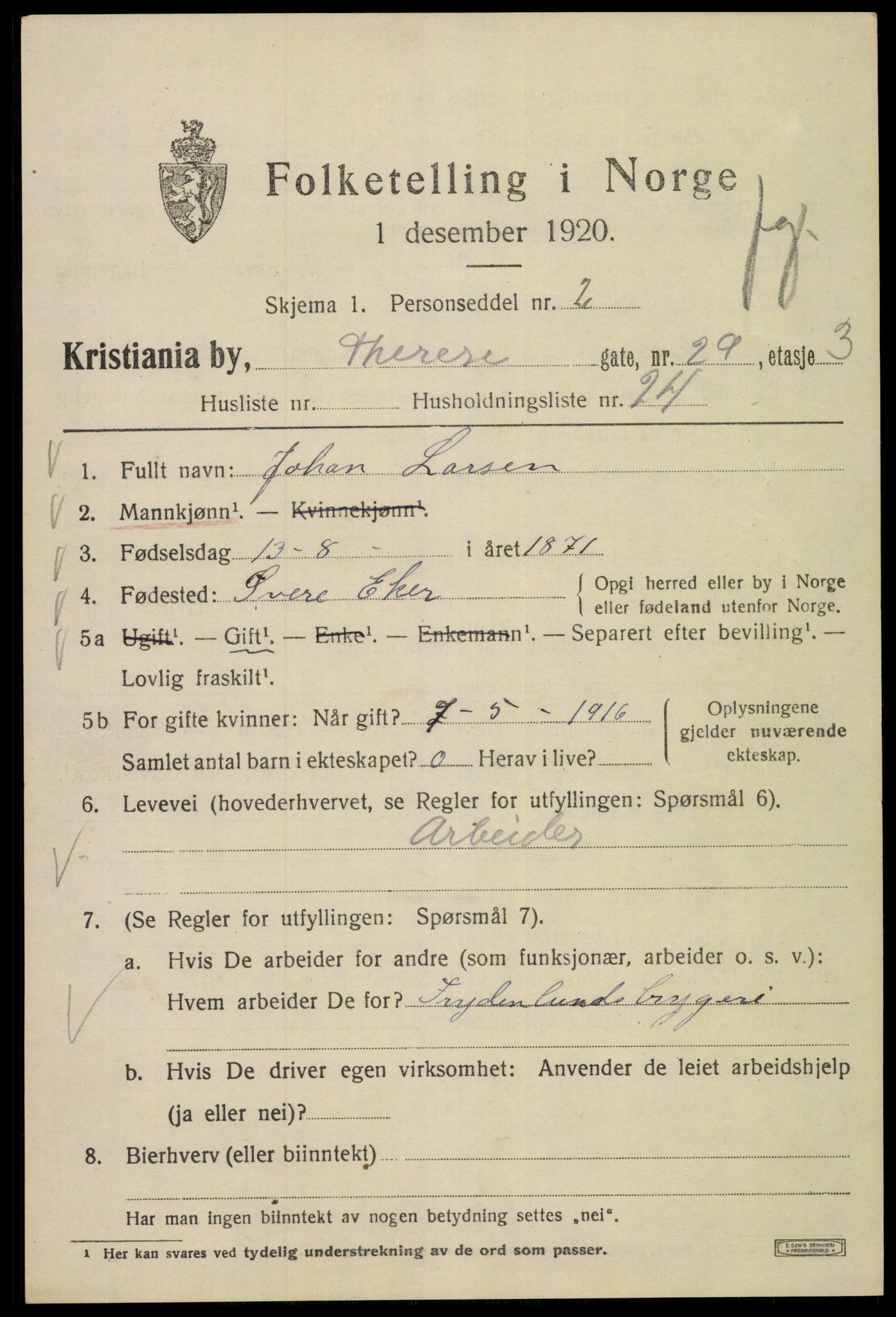 SAO, 1920 census for Kristiania, 1920, p. 569015