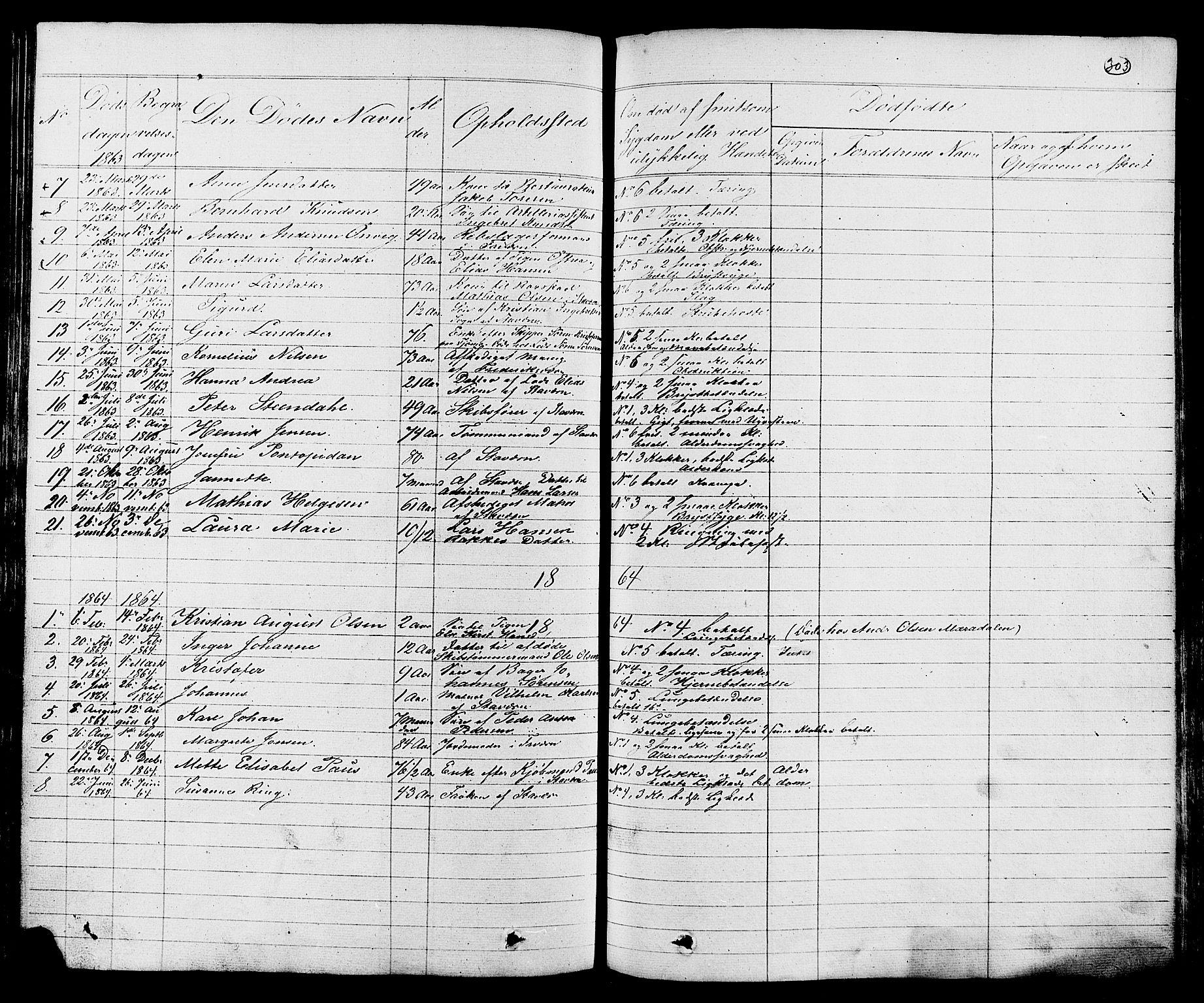 Stavern kirkebøker, AV/SAKO-A-318/G/Ga/L0002: Parish register (copy) no. 2, 1839-1909, p. 303