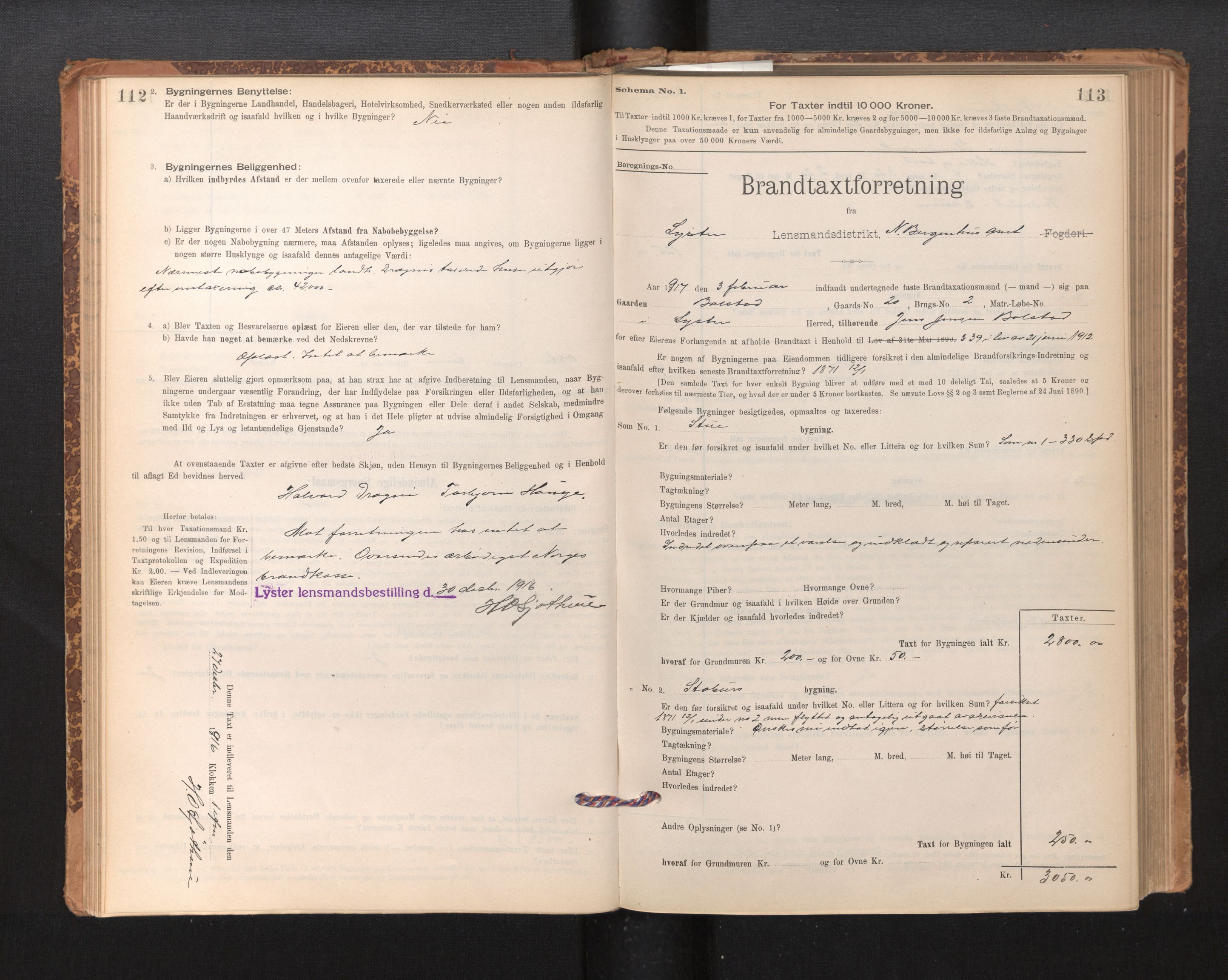 Lensmannen i Luster, SAB/A-29301/0012/L0007: Branntakstprotokoll, skjematakst, 1895-1935, p. 112-113