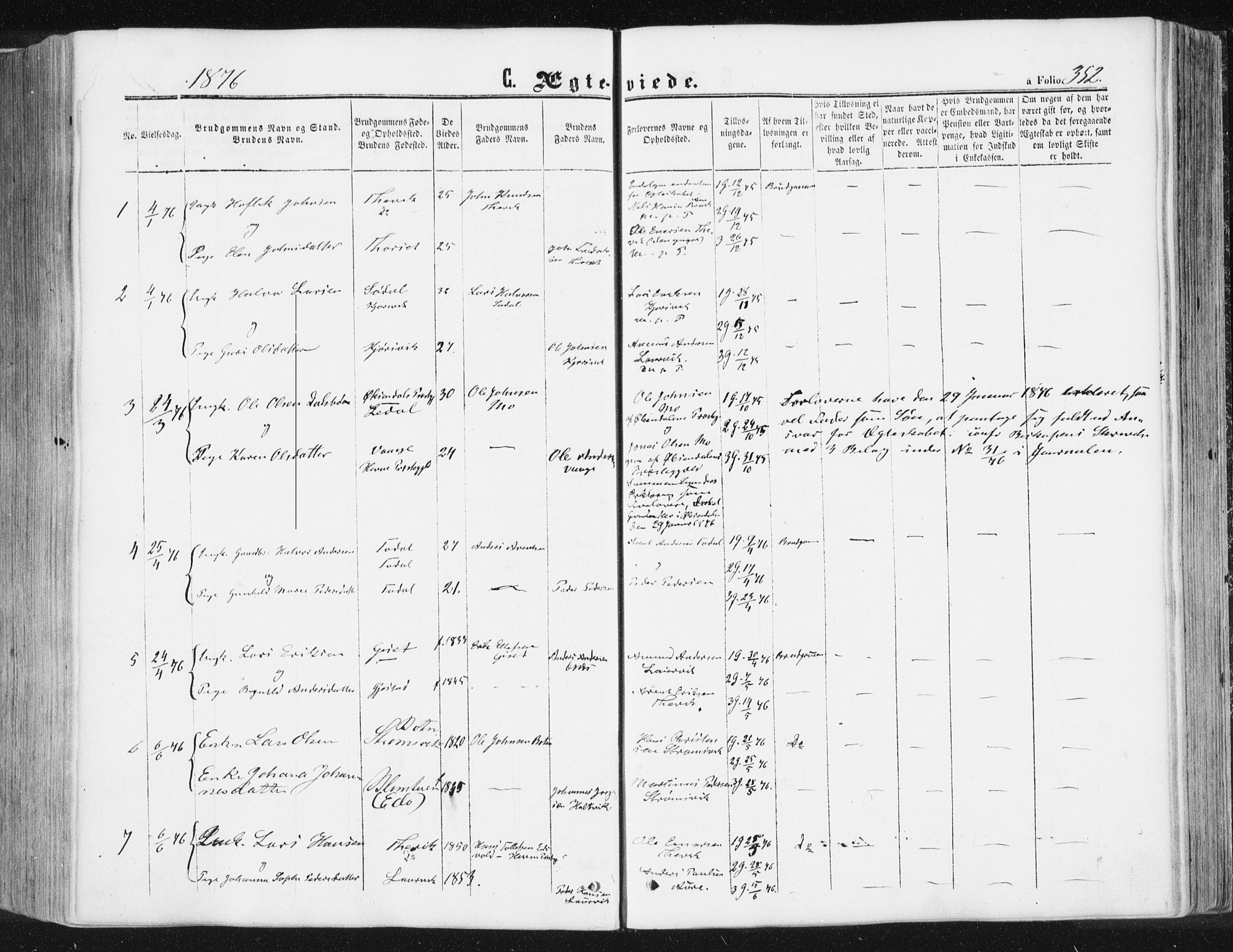 Ministerialprotokoller, klokkerbøker og fødselsregistre - Møre og Romsdal, AV/SAT-A-1454/578/L0905: Parish register (official) no. 578A04, 1859-1877, p. 352