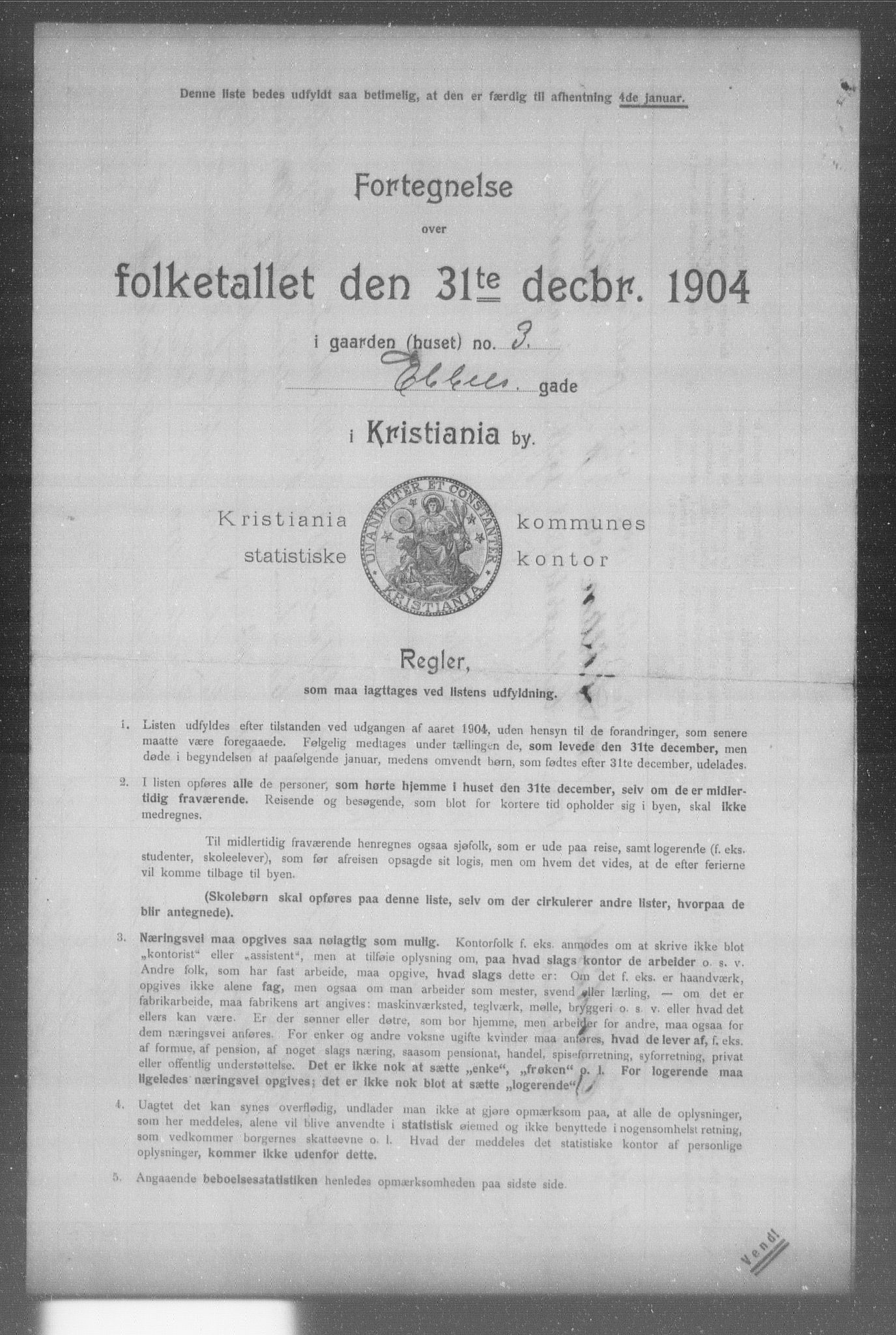 OBA, Municipal Census 1904 for Kristiania, 1904, p. 3675