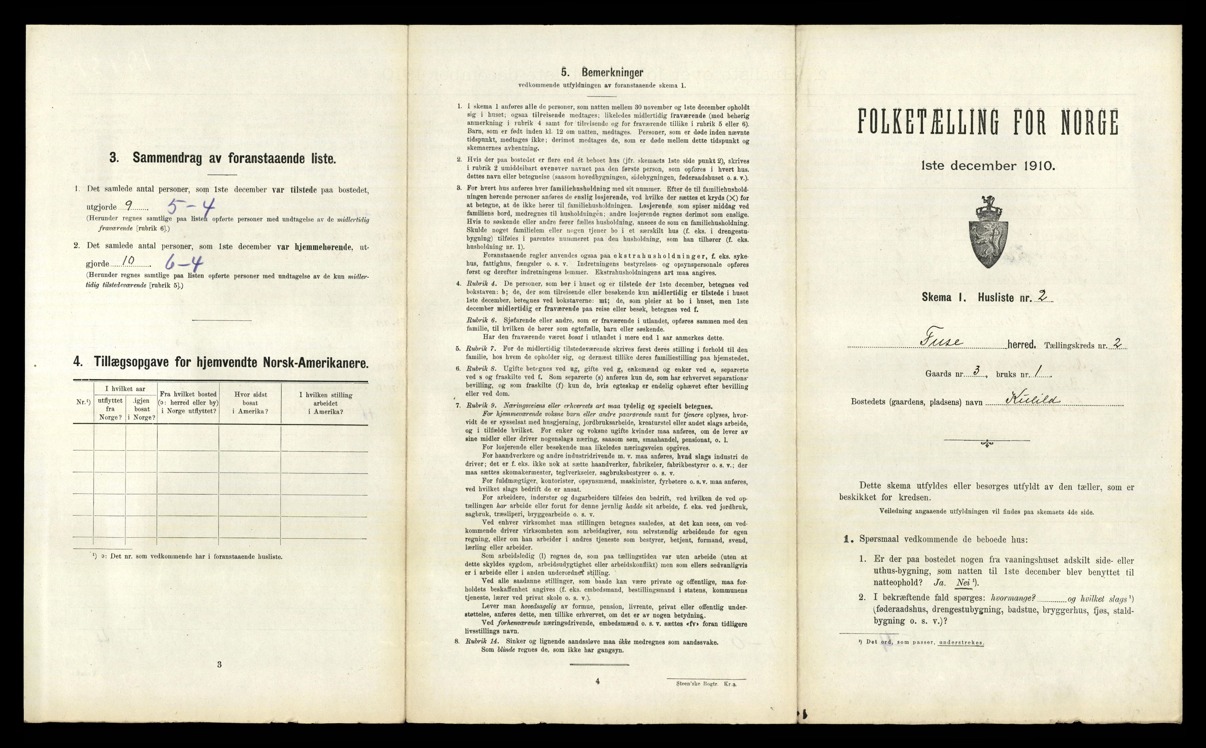 RA, 1910 census for Fusa, 1910, p. 108