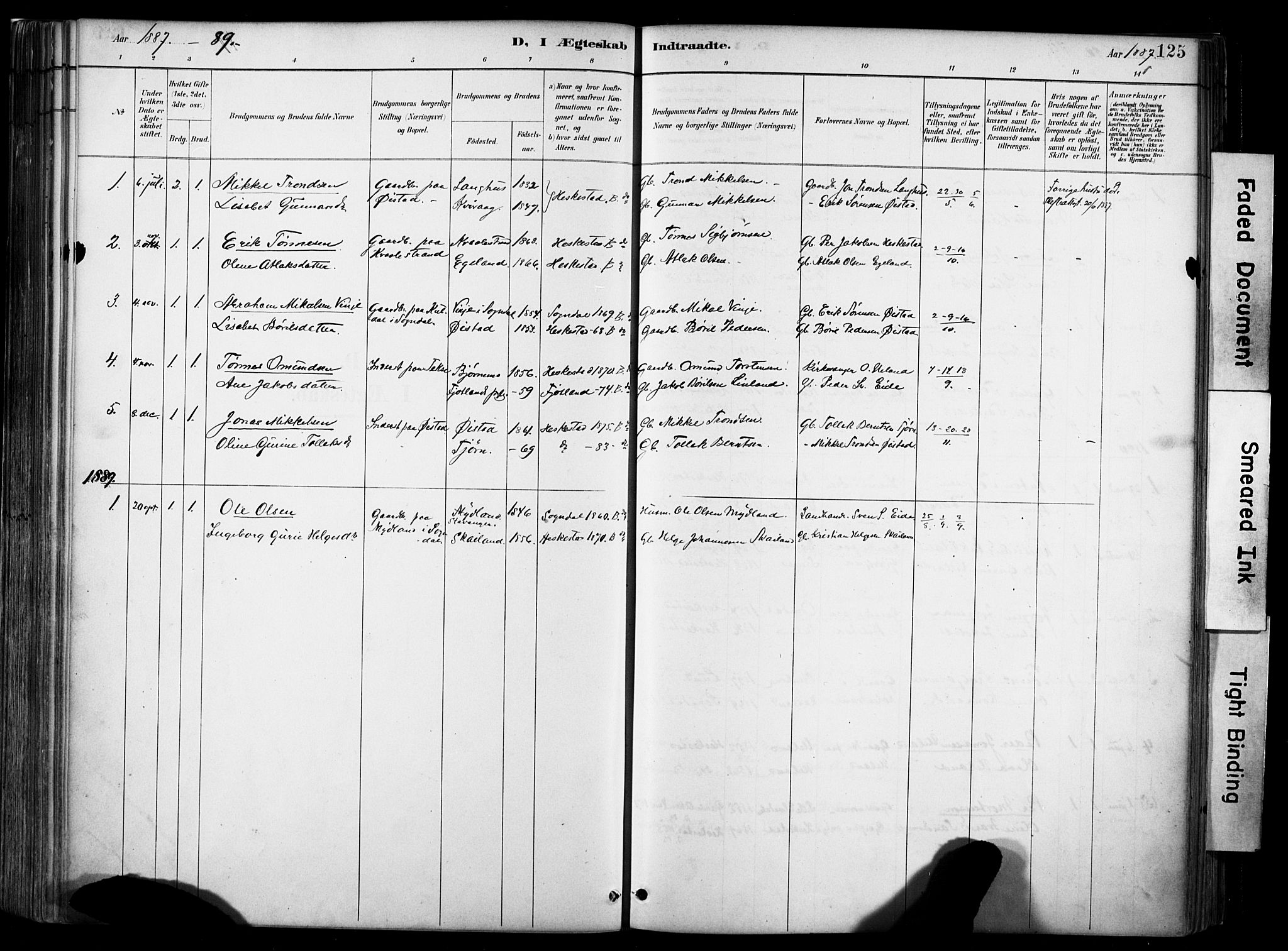 Lund sokneprestkontor, AV/SAST-A-101809/S06/L0012: Parish register (official) no. A 11, 1887-1921, p. 125