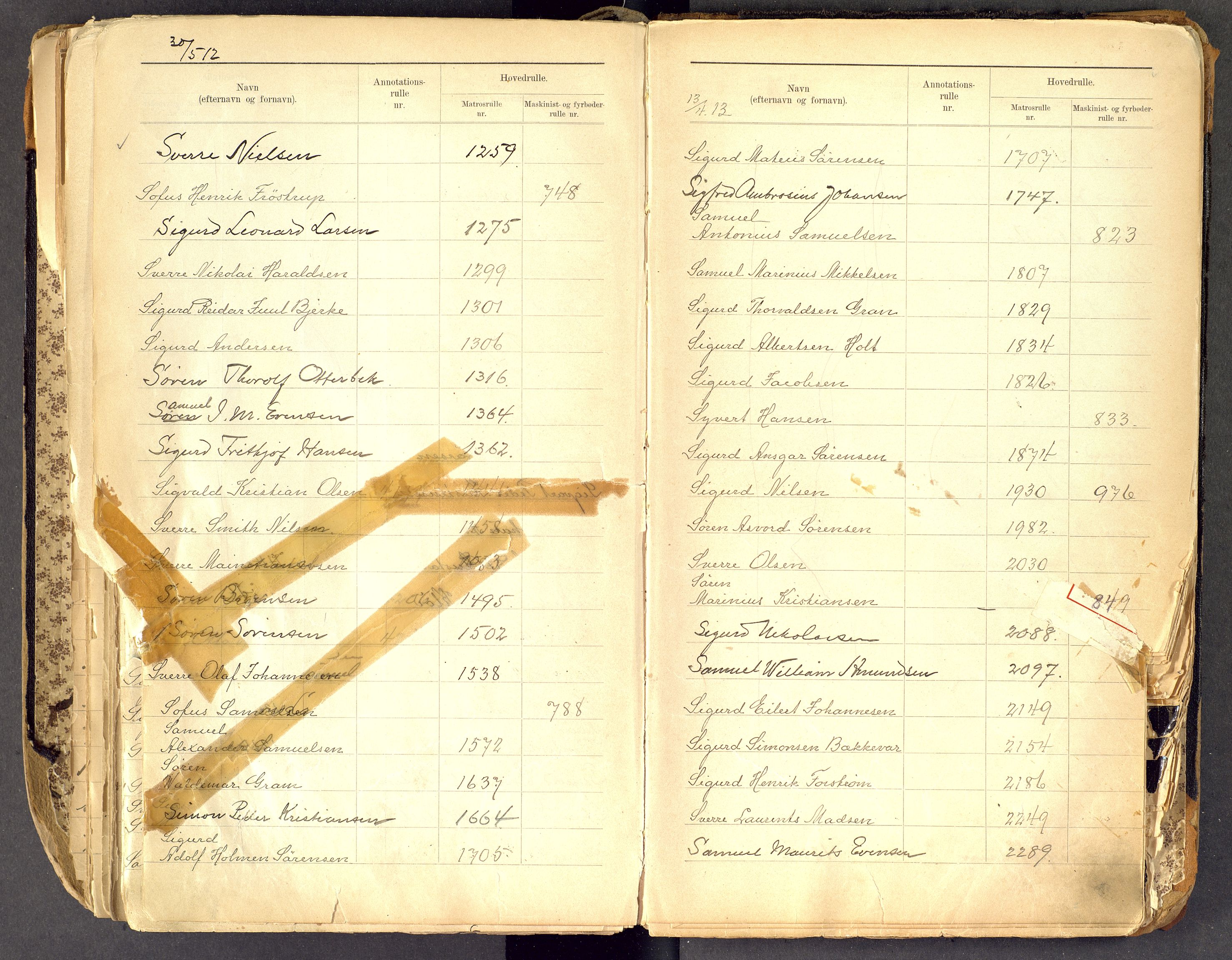 Tønsberg innrulleringskontor, AV/SAKO-A-786/G/Ga/L0002: Register til annotasjons- og hovedrulle, 1907-1933, p. 192
