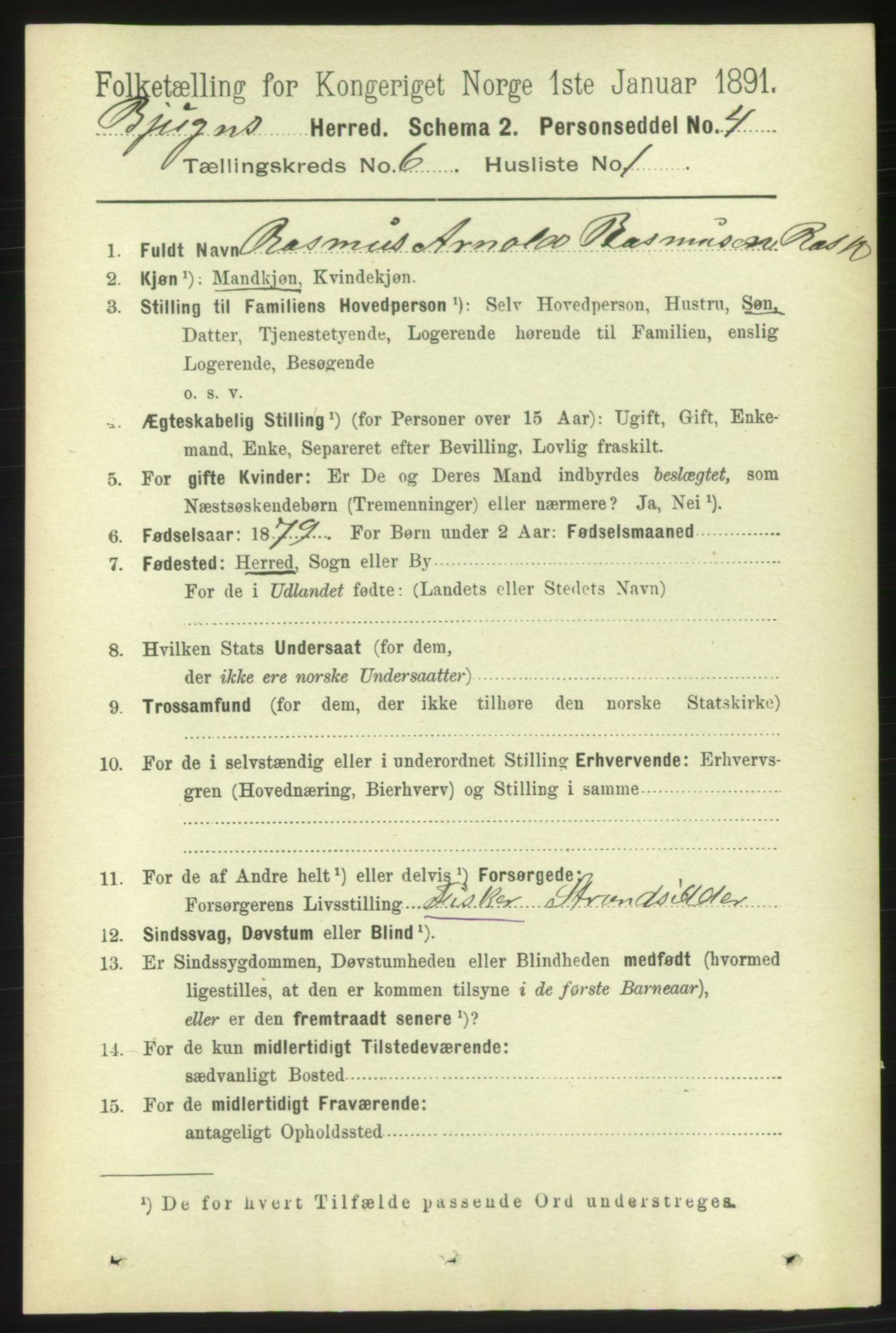 RA, 1891 census for 1627 Bjugn, 1891, p. 1637