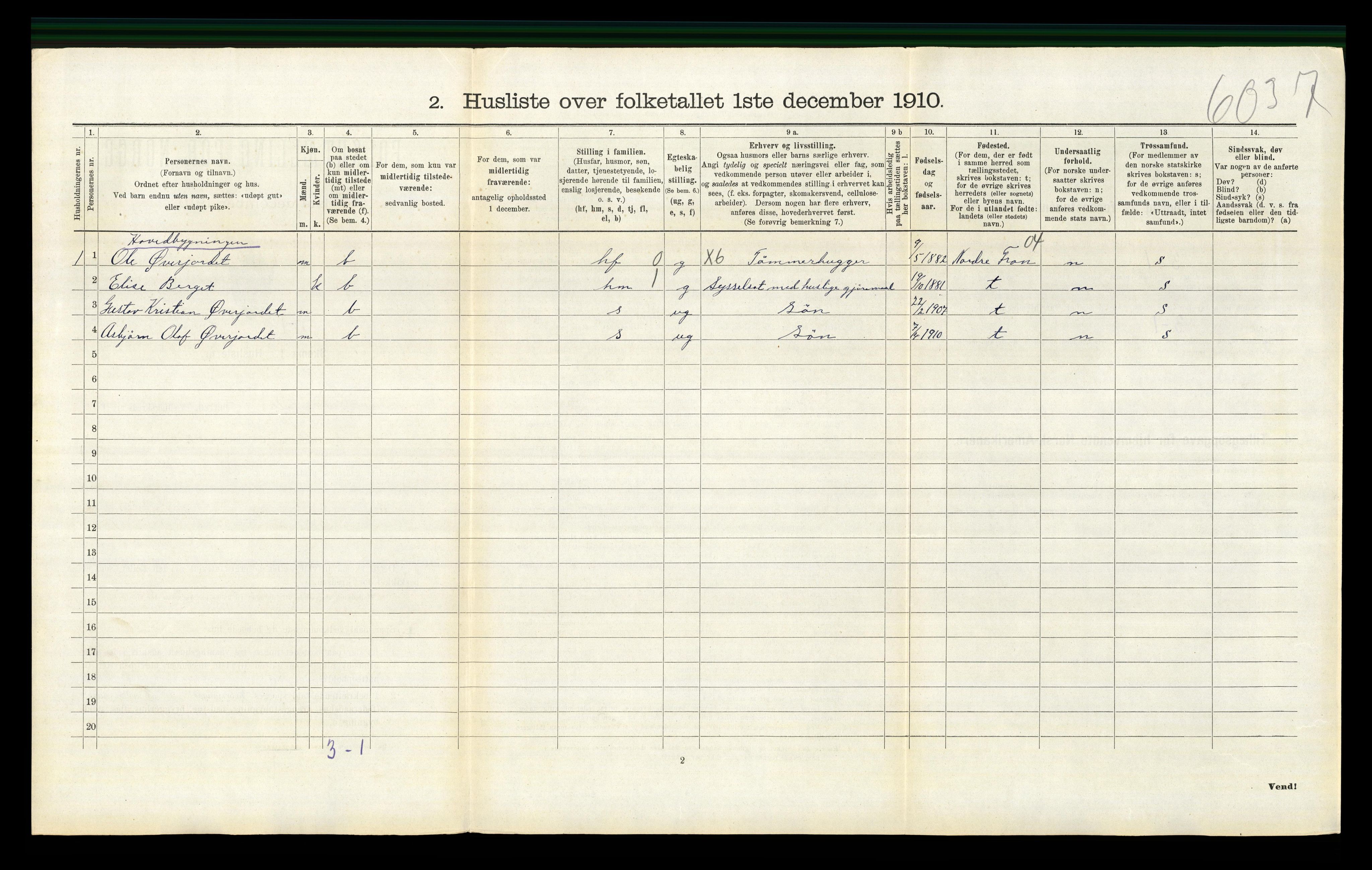 RA, 1910 census for Vestre Gausdal, 1910, p. 772